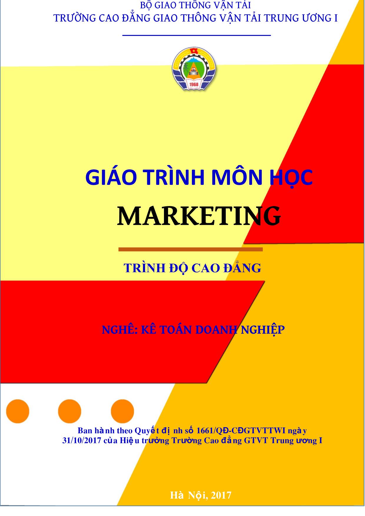 Giáo trình Kế toán doanh nghiệp - Marketing (Phần 1) trang 1