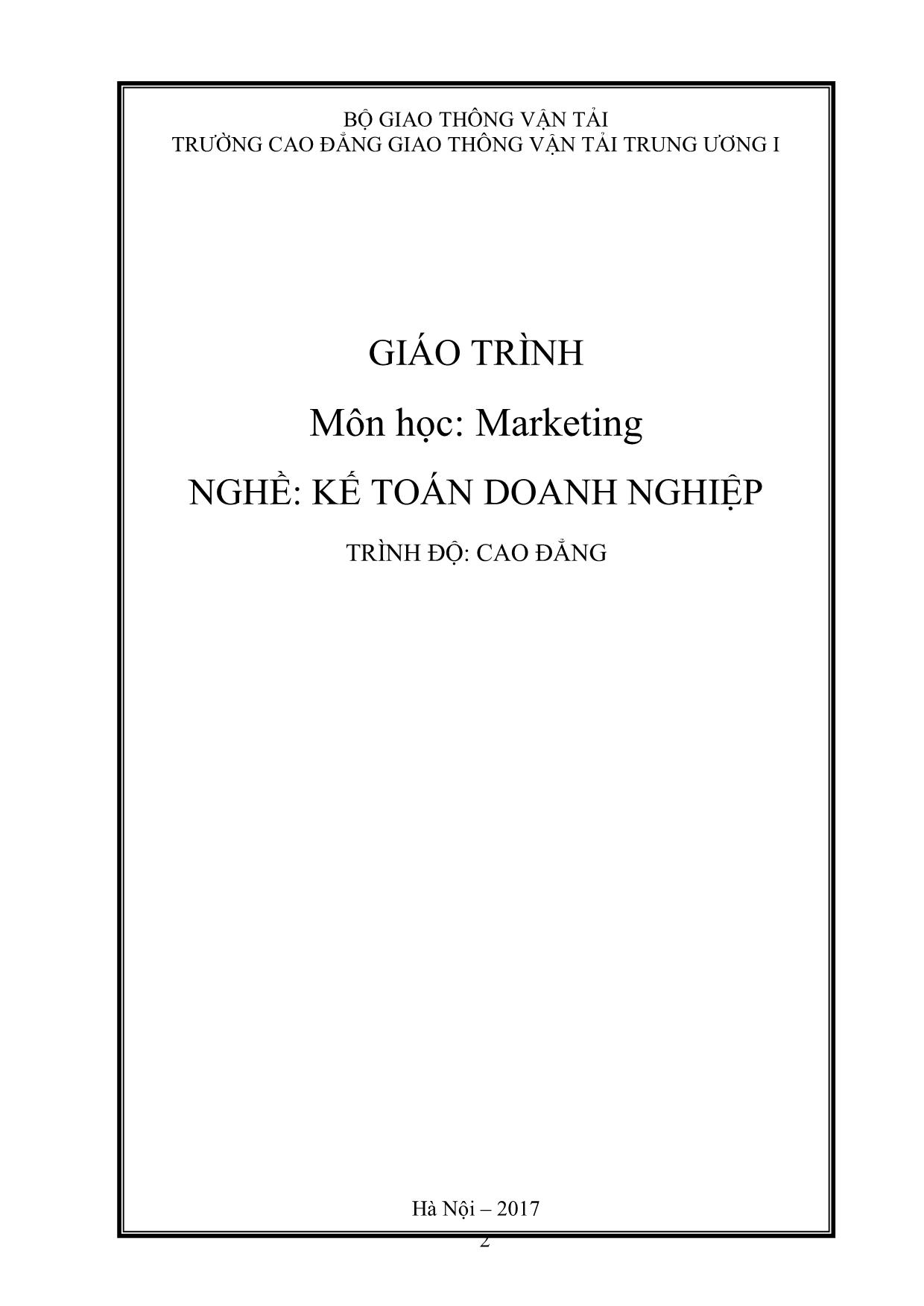 Giáo trình Kế toán doanh nghiệp - Marketing (Phần 1) trang 3