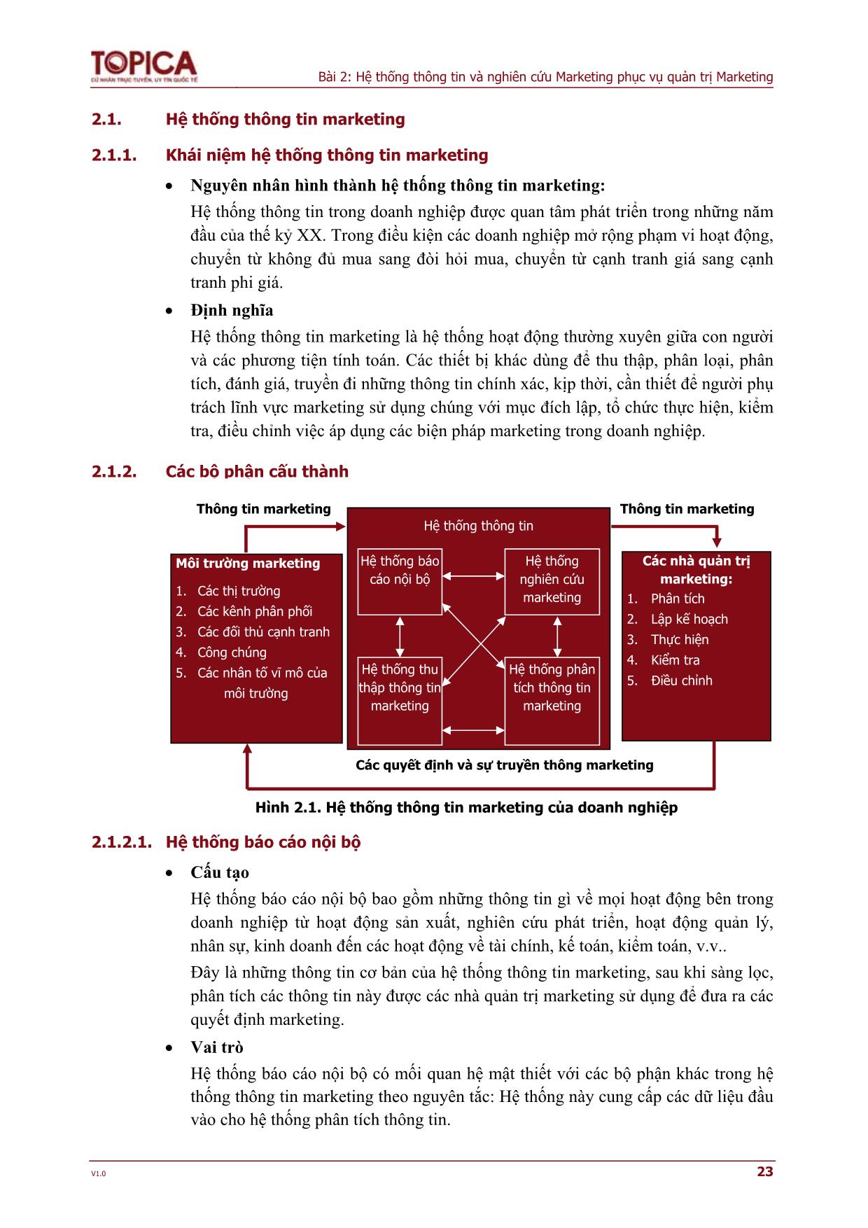 Giáo trình Quản trị marketing - Bài 2: Hệ thống thông tin và nghiên cứu marketing phục vụ quản trị marketing trang 3