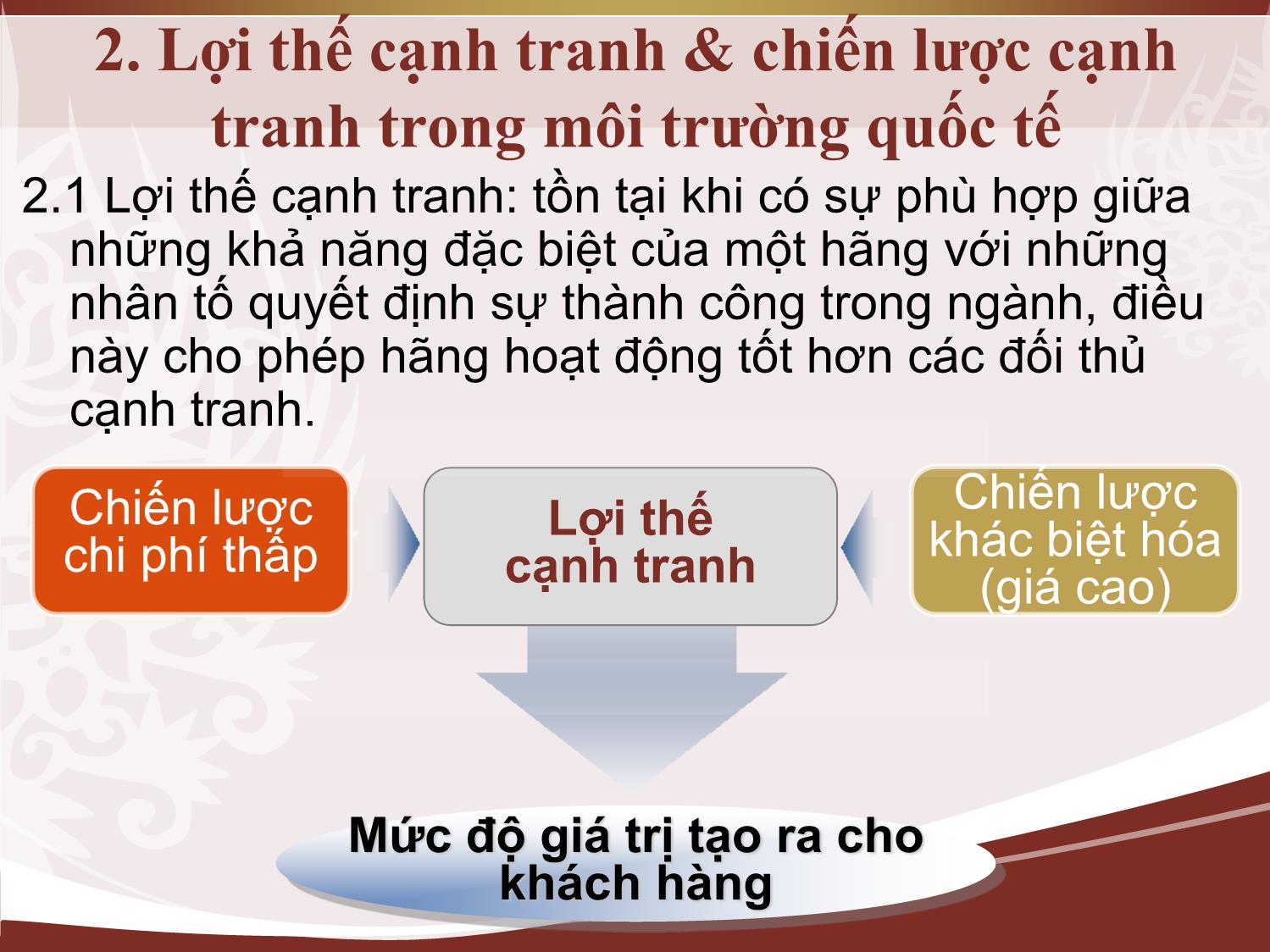 Bài giảng môn Marketing quốc tế - Chương 5: Phân tích cạnh tranh và chiến lược quốc tế của công ty trang 9