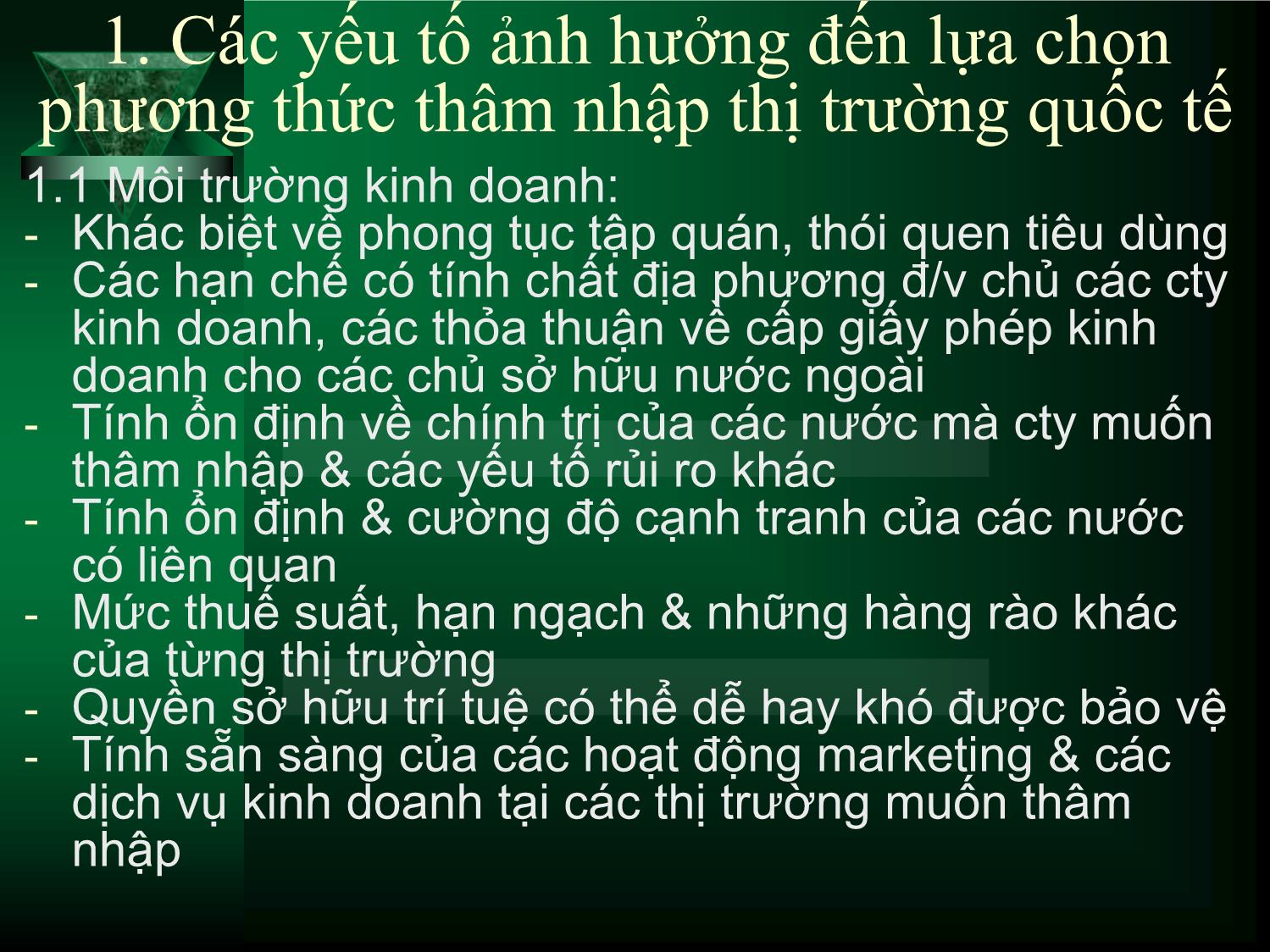 Bài giảng môn Marketing quốc tế - Chương 6: Thâm nhập và mở rộng thị trường quốc tế trang 4