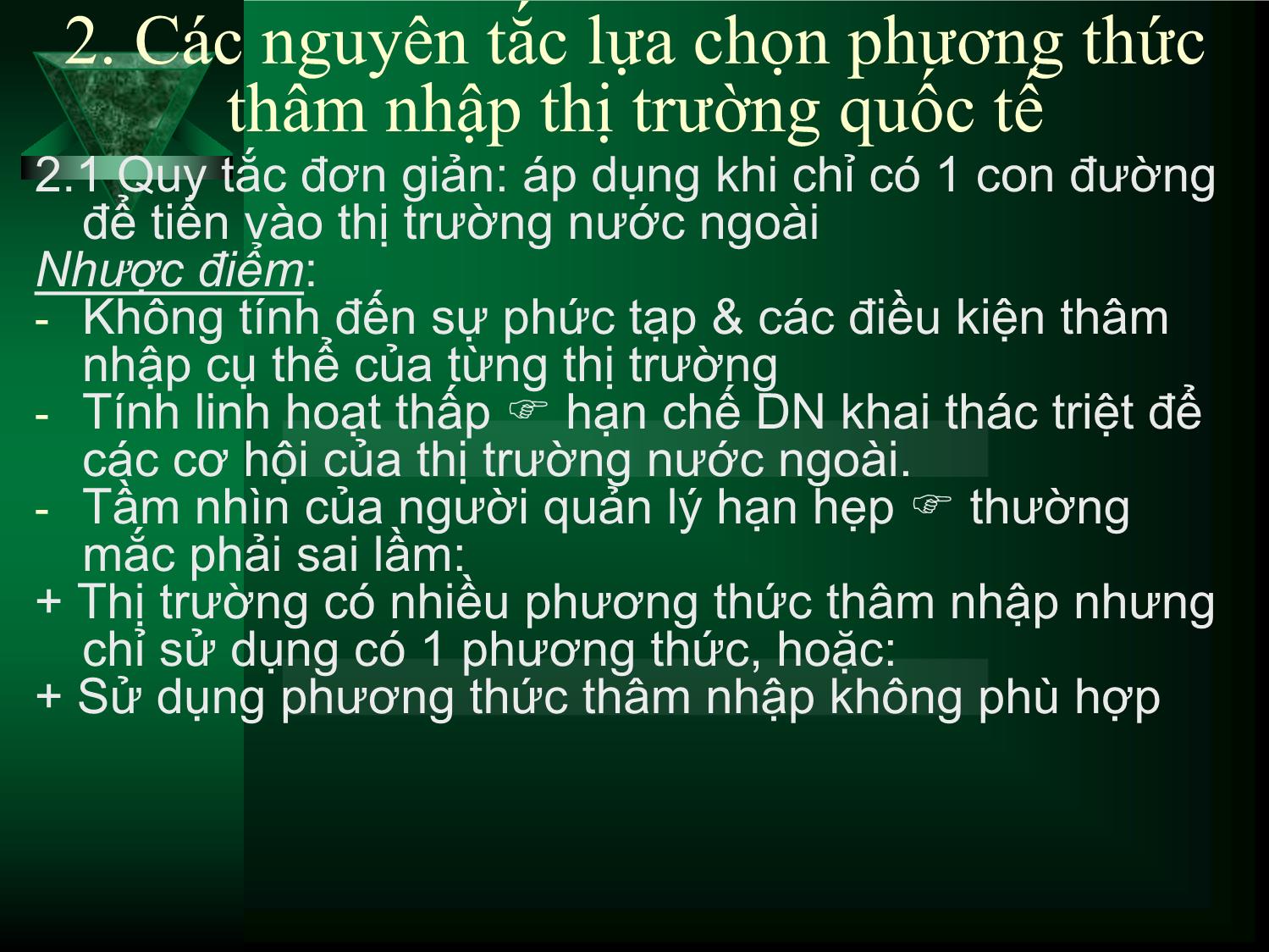 Bài giảng môn Marketing quốc tế - Chương 6: Thâm nhập và mở rộng thị trường quốc tế trang 9