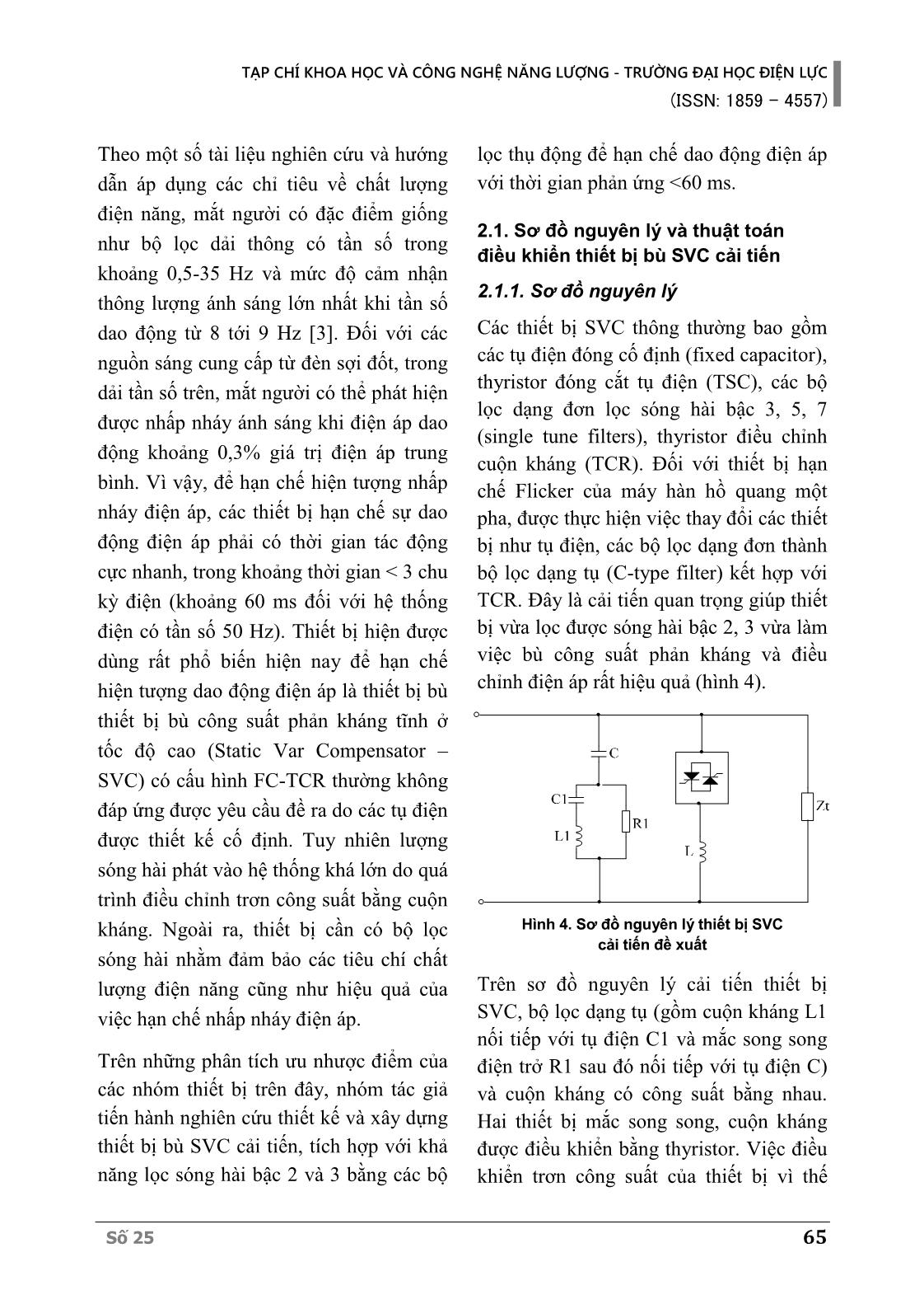 Một giải pháp mới để hạn chế nhấp nháy điện áp trong mạng hạ áp và cải thiện chất lượng điện năng với phương pháp bù nhanh công suất phản kháng dựa trên đường cong Q-V trang 5