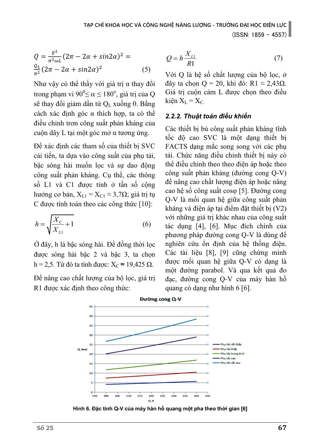 Một giải pháp mới để hạn chế nhấp nháy điện áp trong mạng hạ áp và cải thiện chất lượng điện năng với phương pháp bù nhanh công suất phản kháng dựa trên đường cong Q-V trang 7
