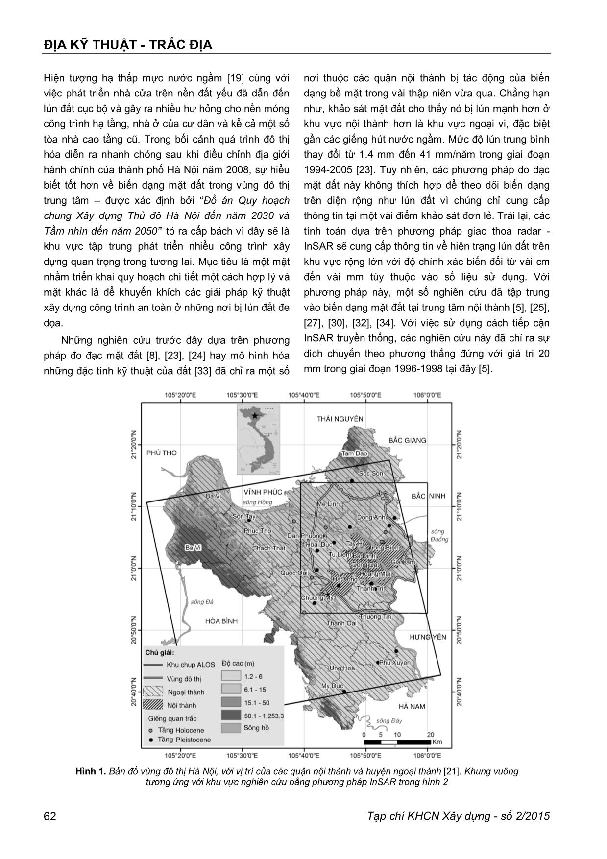 Áp dụng phương pháp giao thoa radar để xác định hiện tượng lún đất trong vùng đô thị trung tâm thành phố Hà Nội trang 2