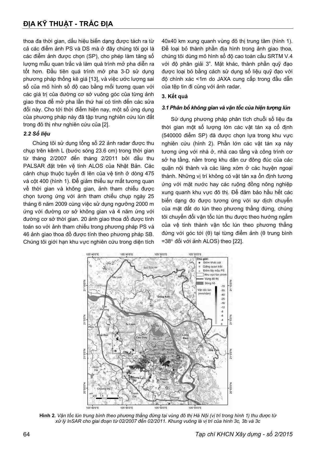 Áp dụng phương pháp giao thoa radar để xác định hiện tượng lún đất trong vùng đô thị trung tâm thành phố Hà Nội trang 4