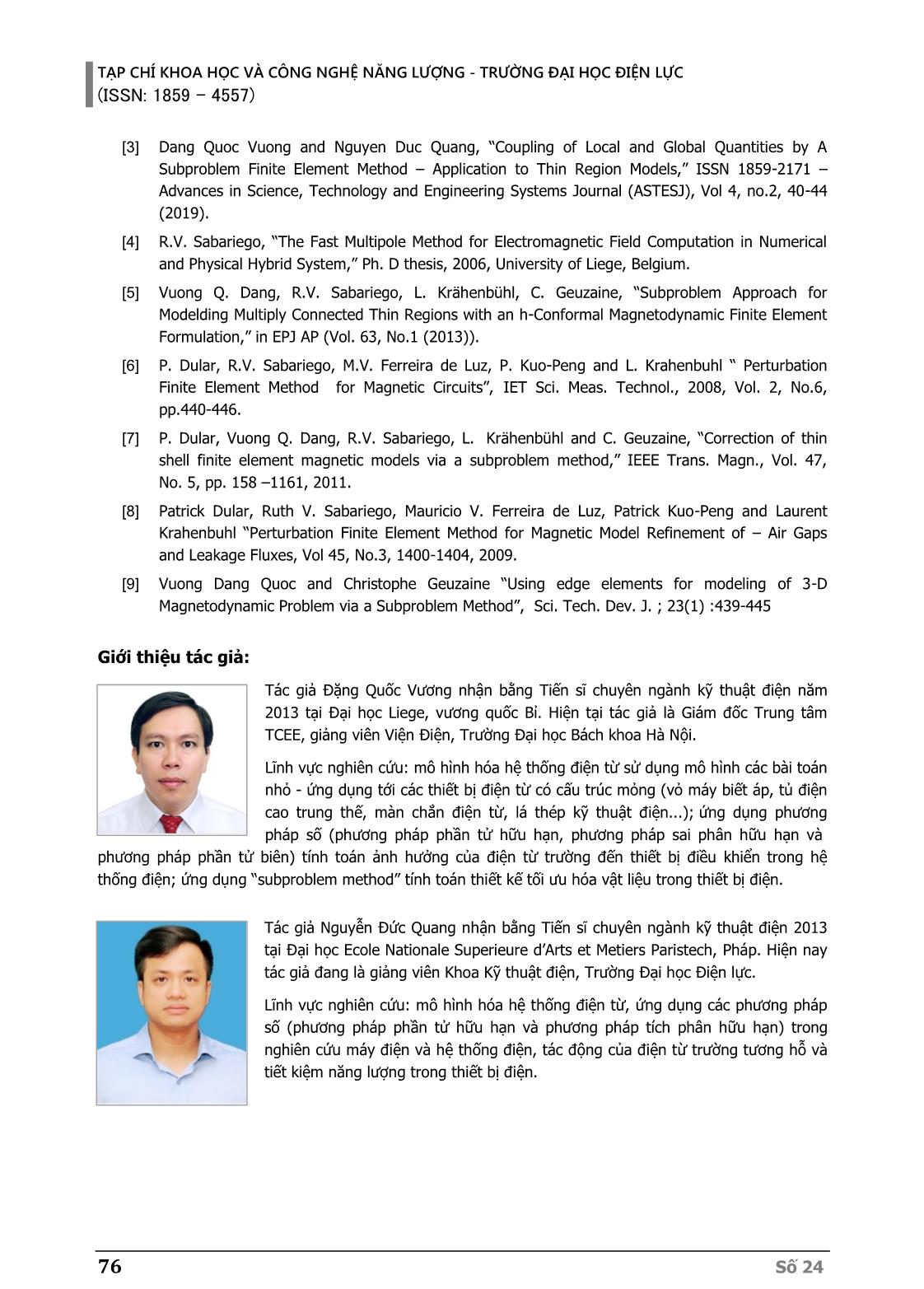 Nghiên cứu công thức điện thế vô hướng để tính toán sự phân bố của điện thế và dòng điện trong vật dẫn bằng kỹ thuật phần tử hữu hạn trang 7