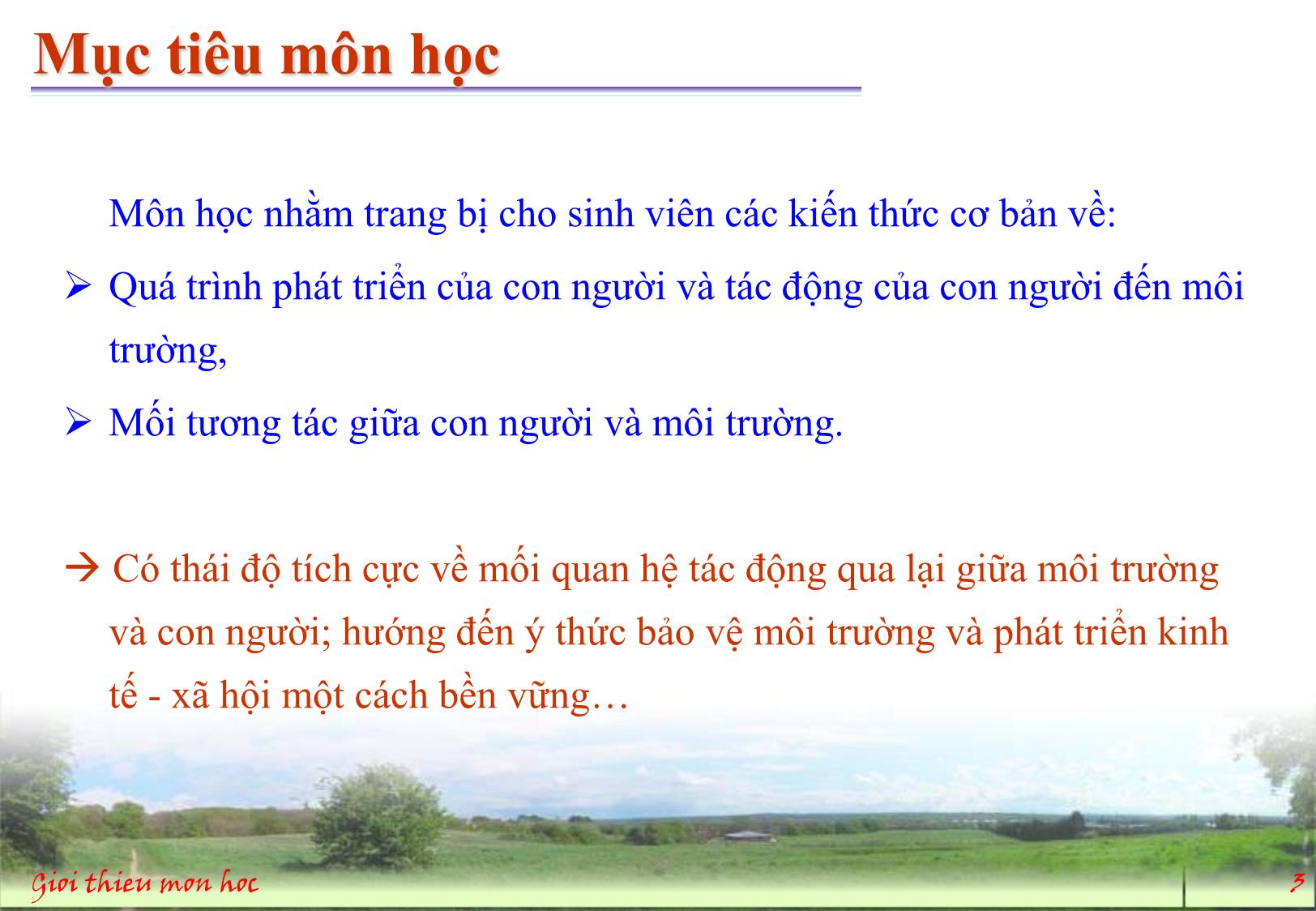 Bài giảng Môi trường và con người - Giới thiệu môn học trang 3