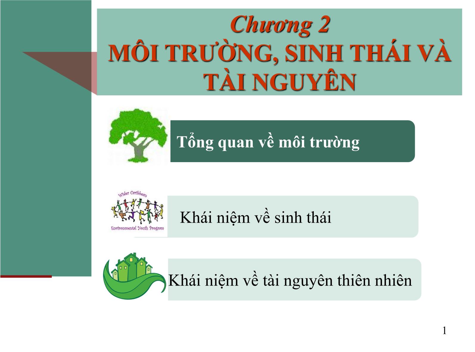 Bài giảng Môi trường và con người - Chương 2: Môi trường, sinh thái và tài nguyên trang 1