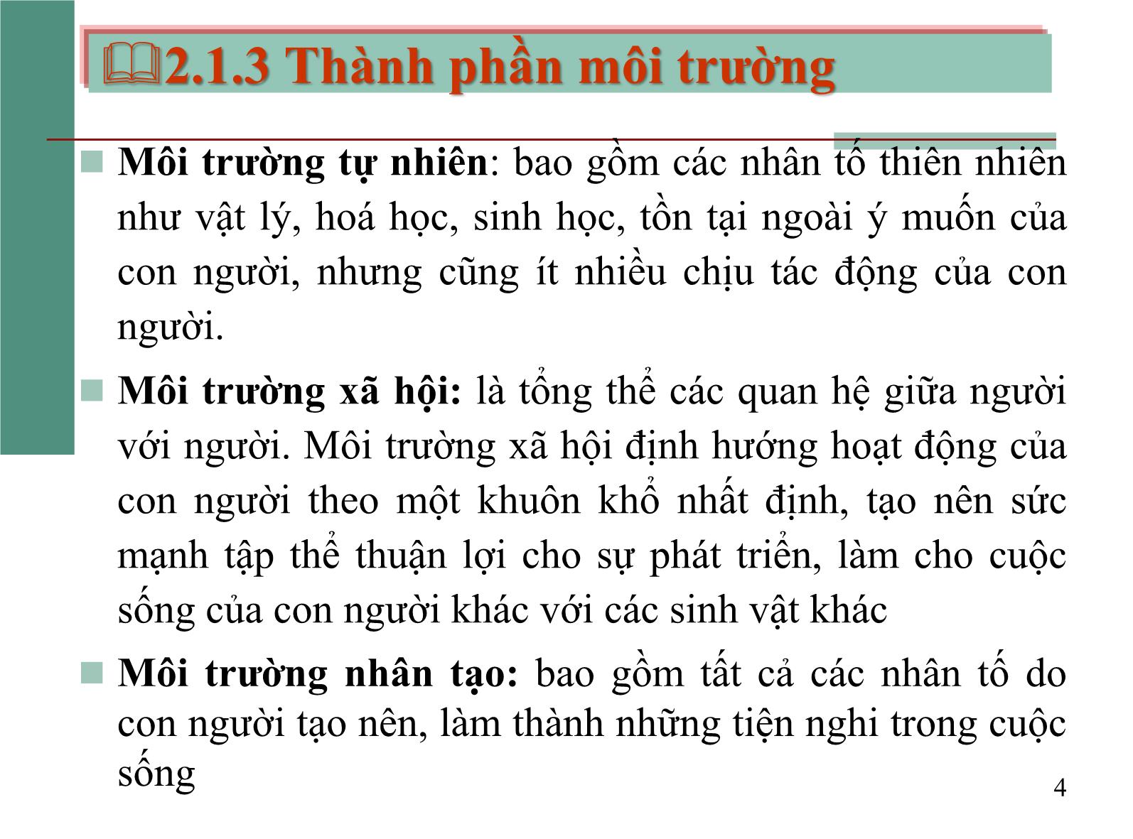 Bài giảng Môi trường và con người - Chương 2: Môi trường, sinh thái và tài nguyên trang 4