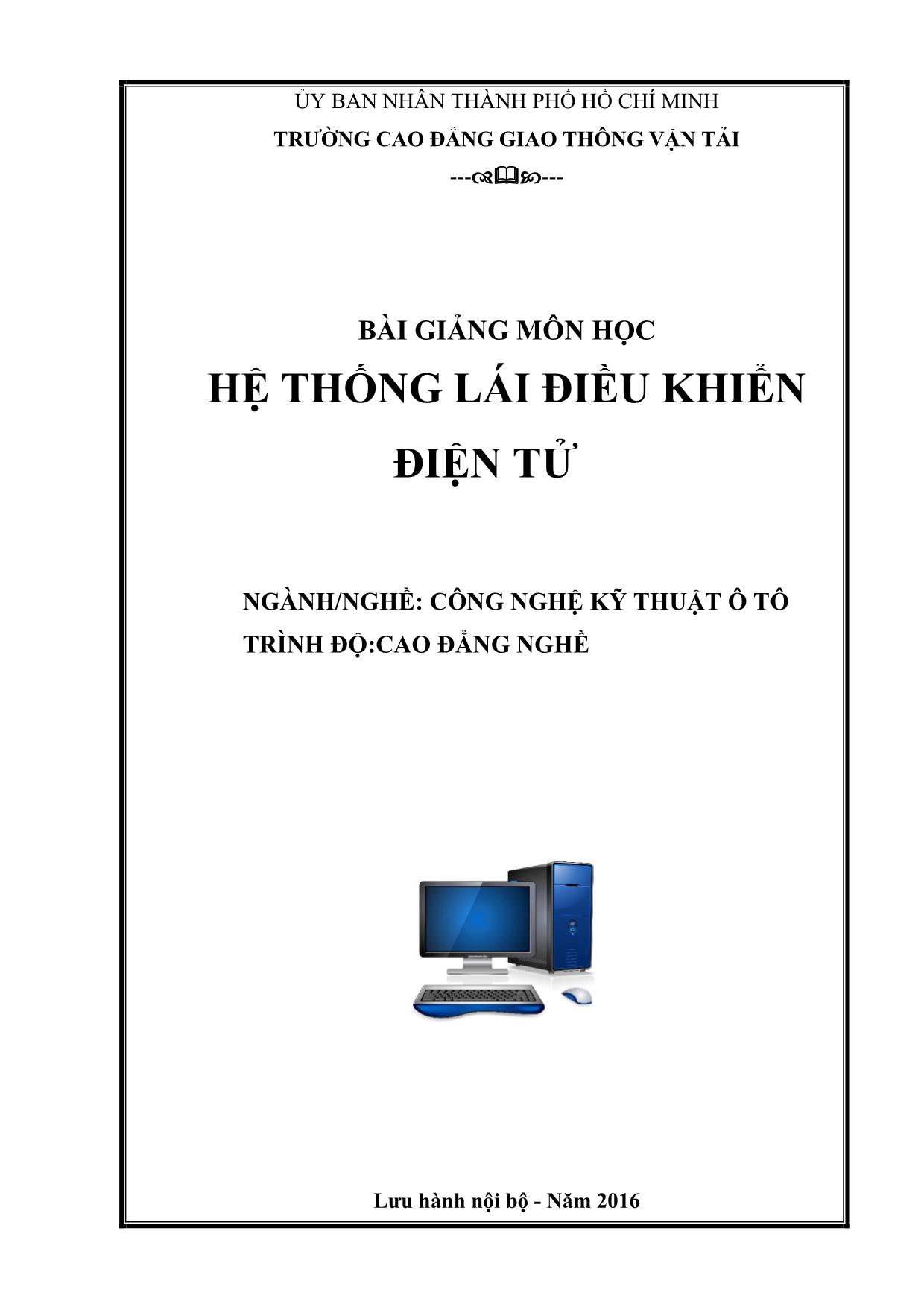 Giáo trình Công nghệ kỹ thuật ô tô - Hệ thống lái điều khiển điện tử trang 1