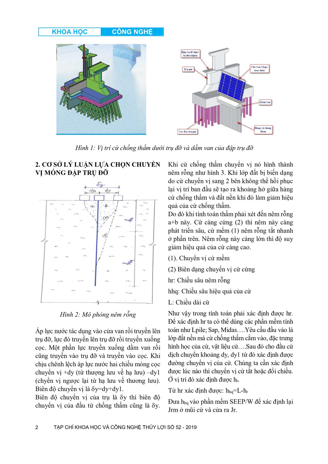 Cơ sở khoa học lựa chọn tiêu chuẩn chuyển vị ngang đập trụ đỡ áp dụng cho công trình đập ngăn mặn sông Hiếu trang 2