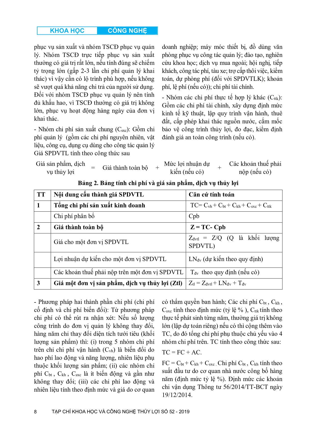 Cơ sở khoa học về định giá sản phẩm, dịch vụ thủy lợi trang 8