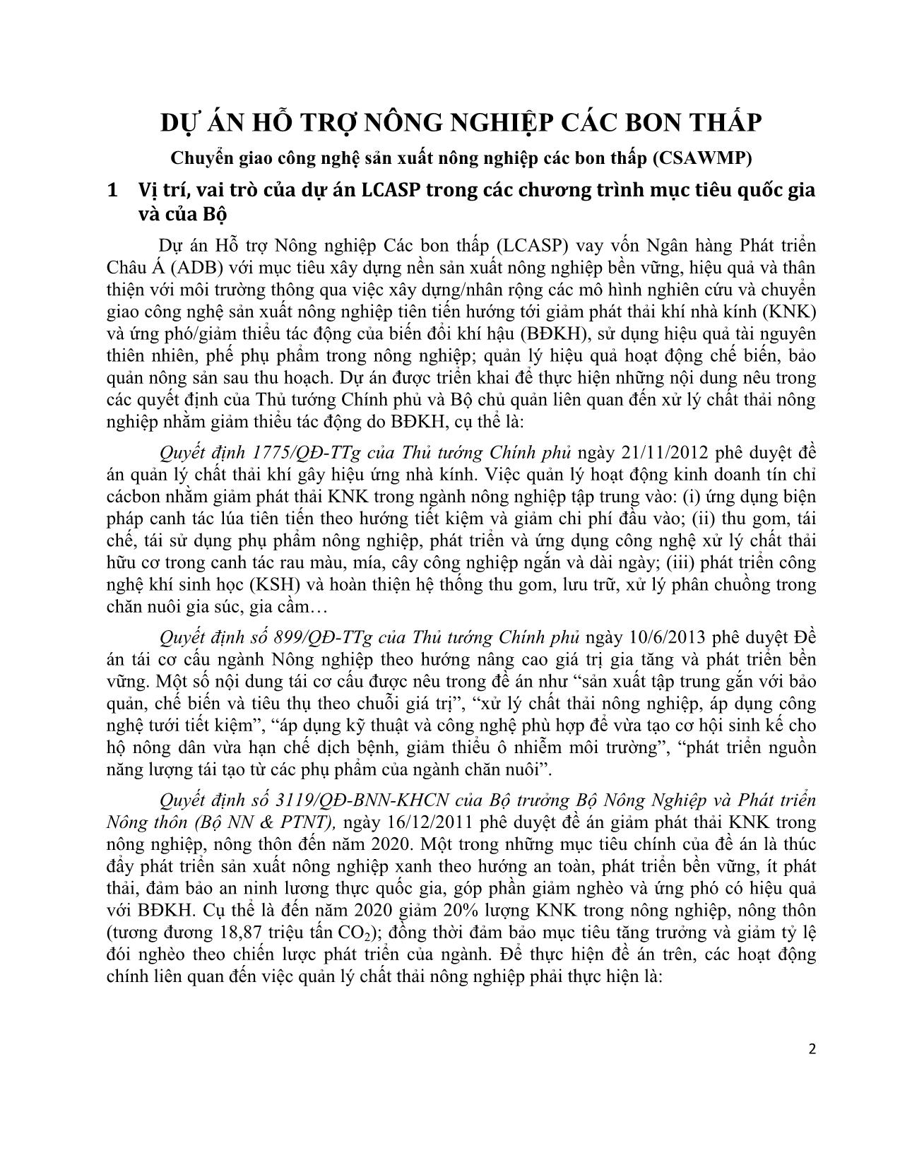 Tài liệu Chiến lược nghiên cứu định hướng các hoạt động nghiên cứu về quản lý chất thải nông nghiệp thông minh, bảo vệ môi trường và chống biến đổi khí hậu trang 2