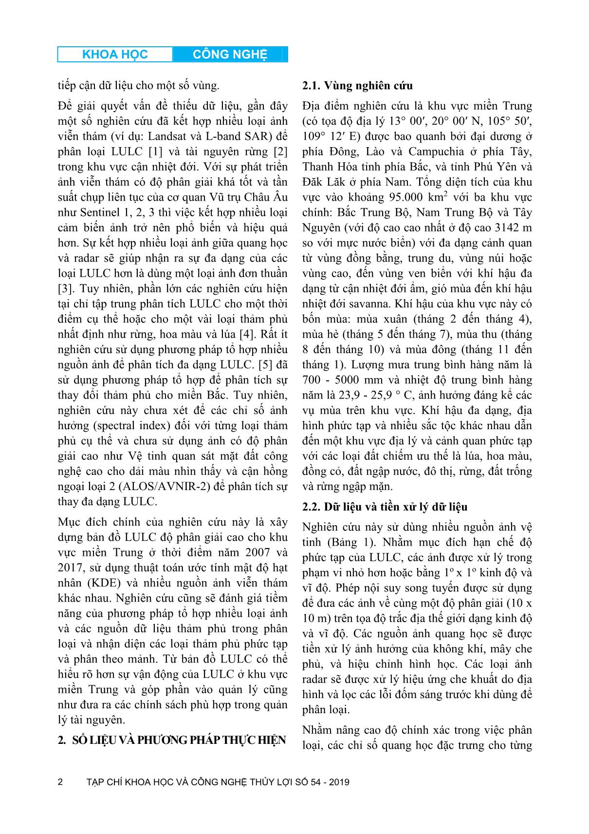 Đánh giá biến động thảm phủ và sử dụng đất khu vực miền Trung dựa vào thuật toán ước tính mật độ hạt nhân trang 2