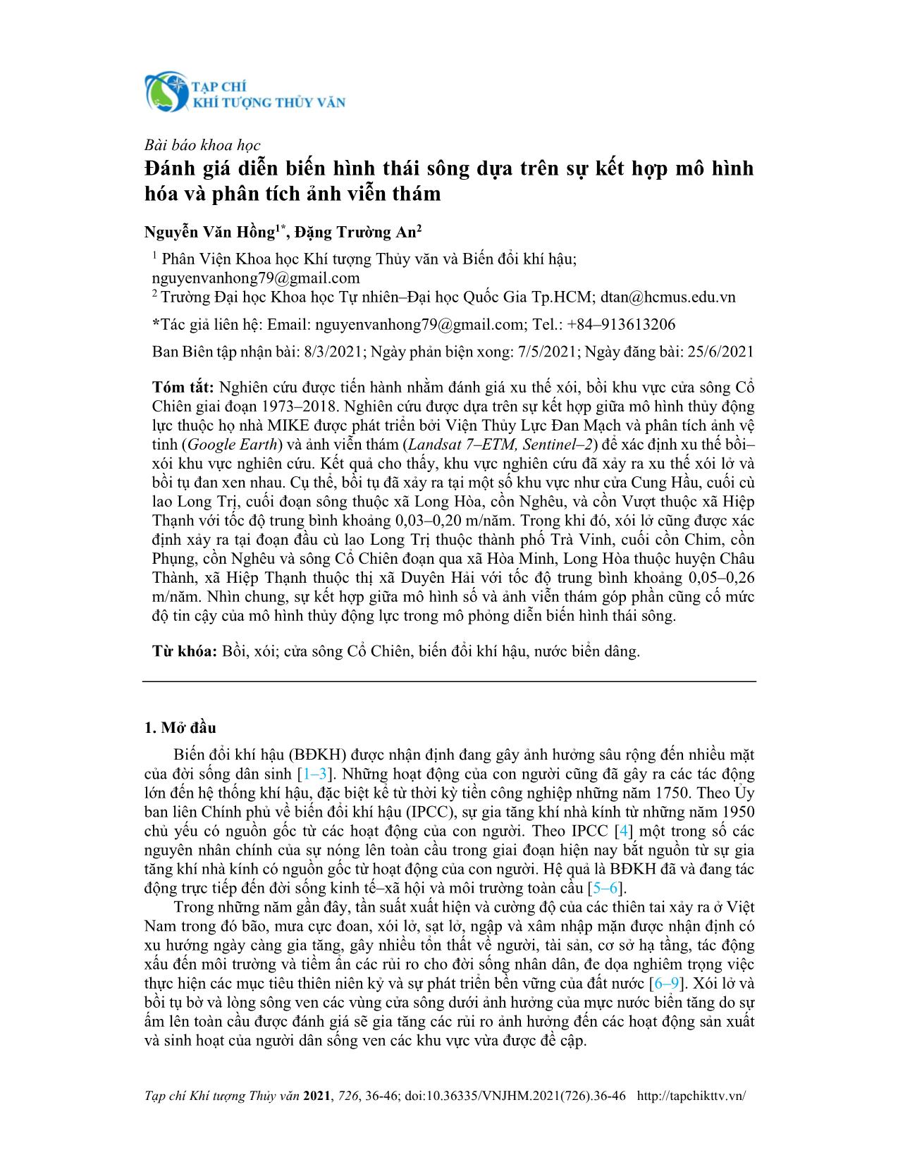 Đánh giá diễn biến hình thái sông dựa trên sự kết hợp mô hình hóa và phân tích ảnh viễn thám trang 1