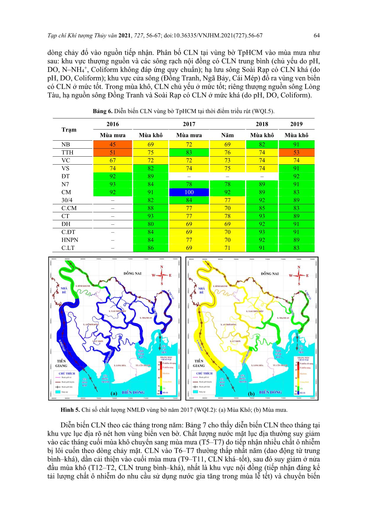 Diễn biến chất lượng nước mặt vùng bờ thành phố Hồ Chí Minh giai đoạn 2016–2019 trang 9