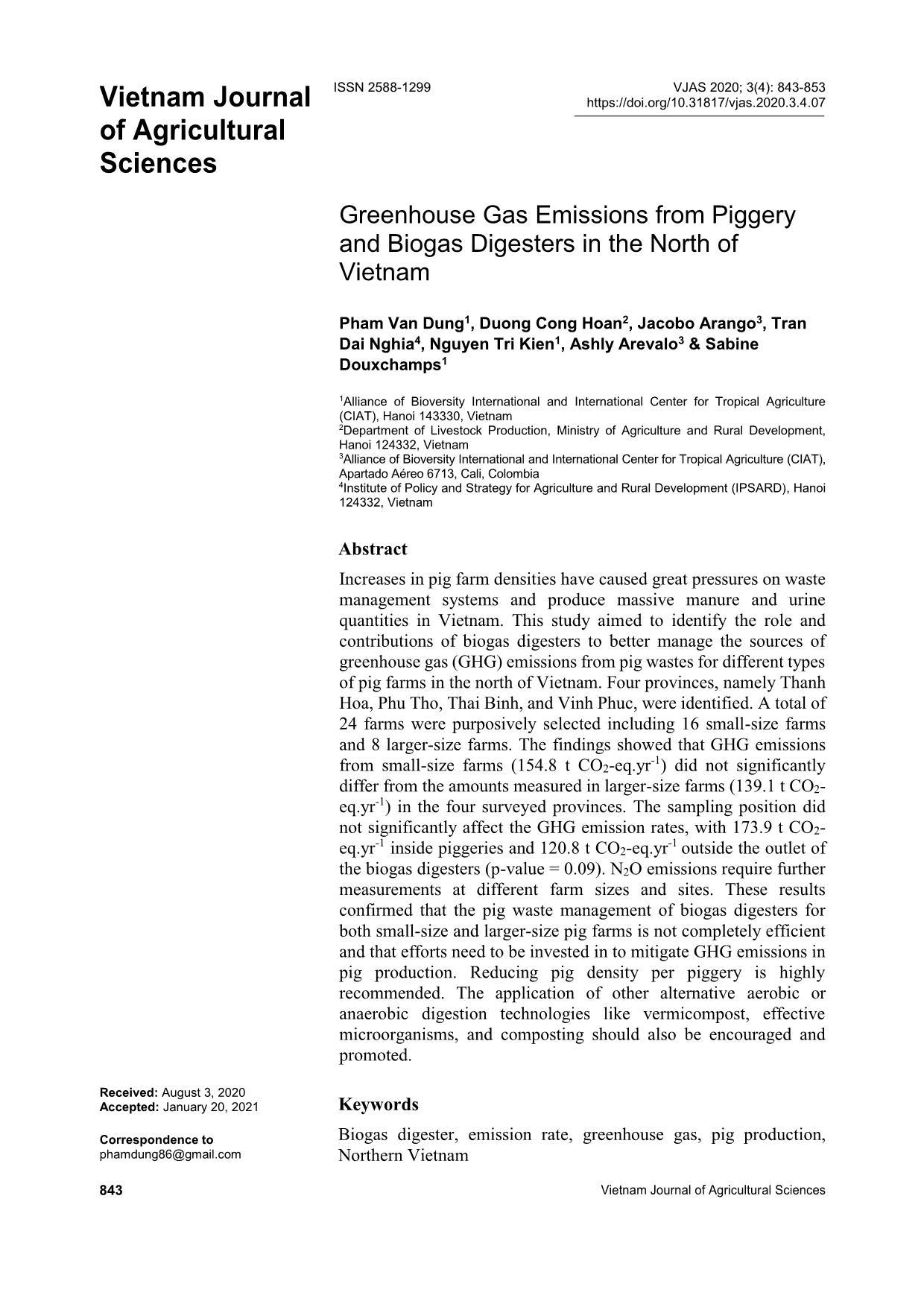 Greenhouse gas emissions from piggery and biogas digesters in the north of Viet Nam trang 1