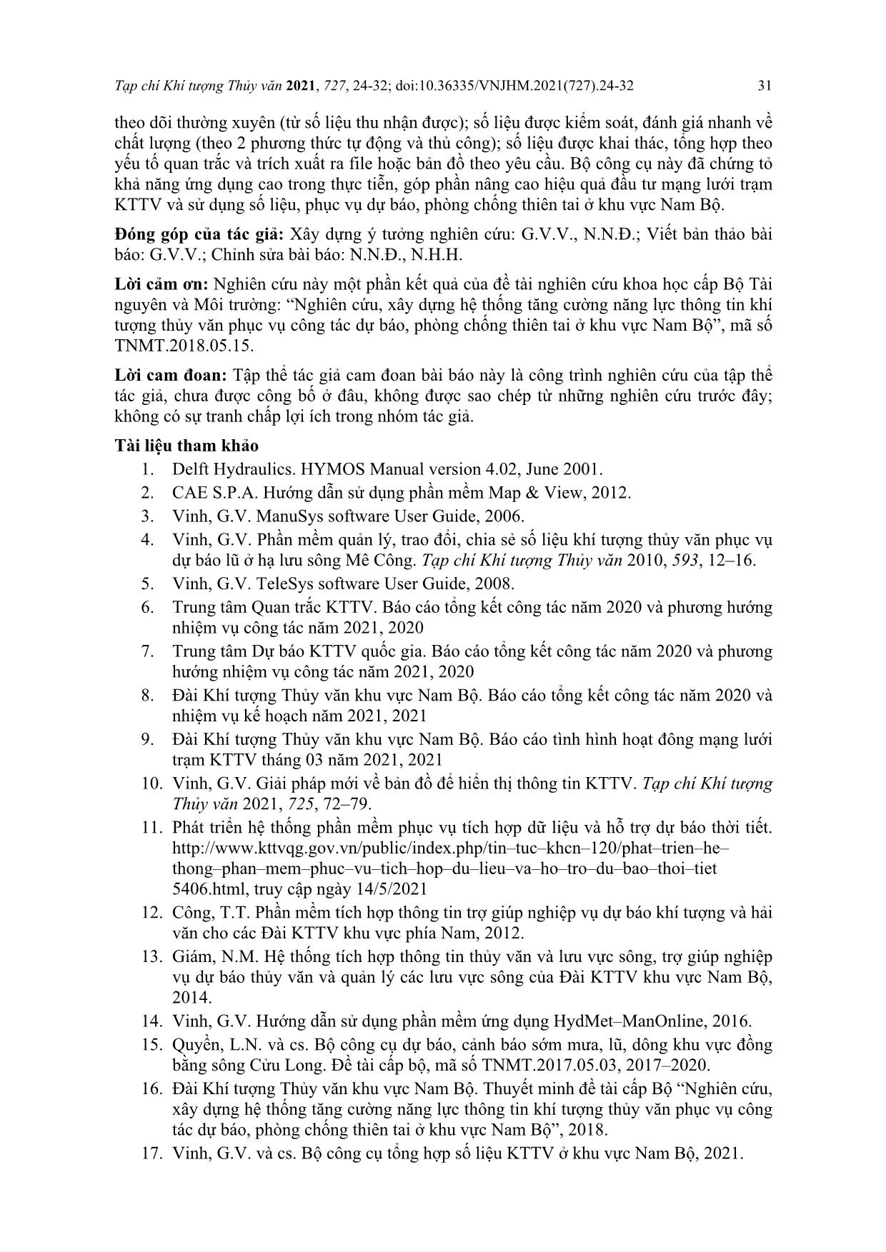 Giải pháp tăng cường công tác giám sát, kiểm soát và khai thác số liệu quan trắc từ các mạng lưới trạm khí tượng thủy văn tự động ở khu vực Nam Bộ trang 8