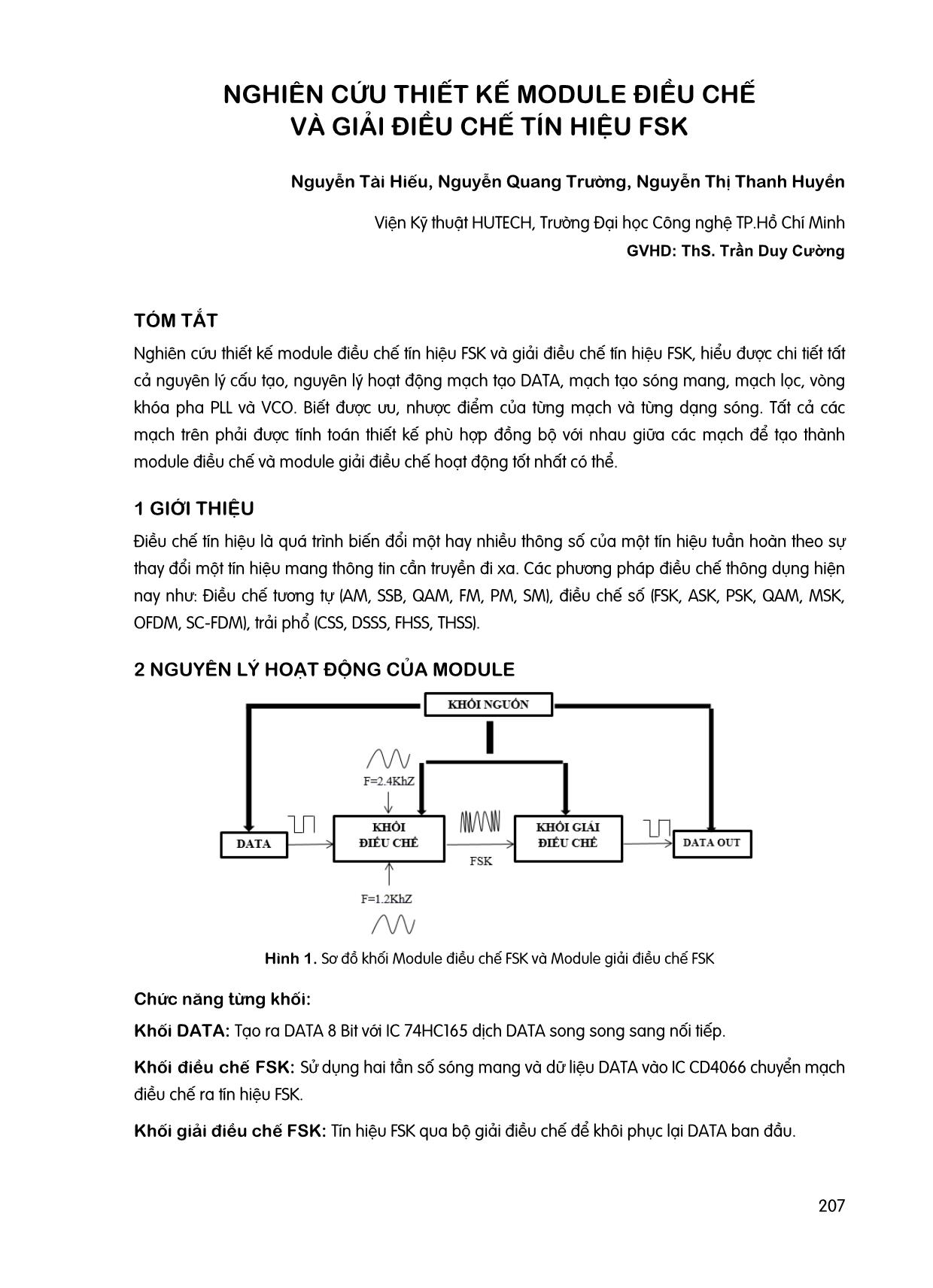 Nghiên cứu thiết kế Module điều chế và giải điều chế tín hiệu FSK trang 1