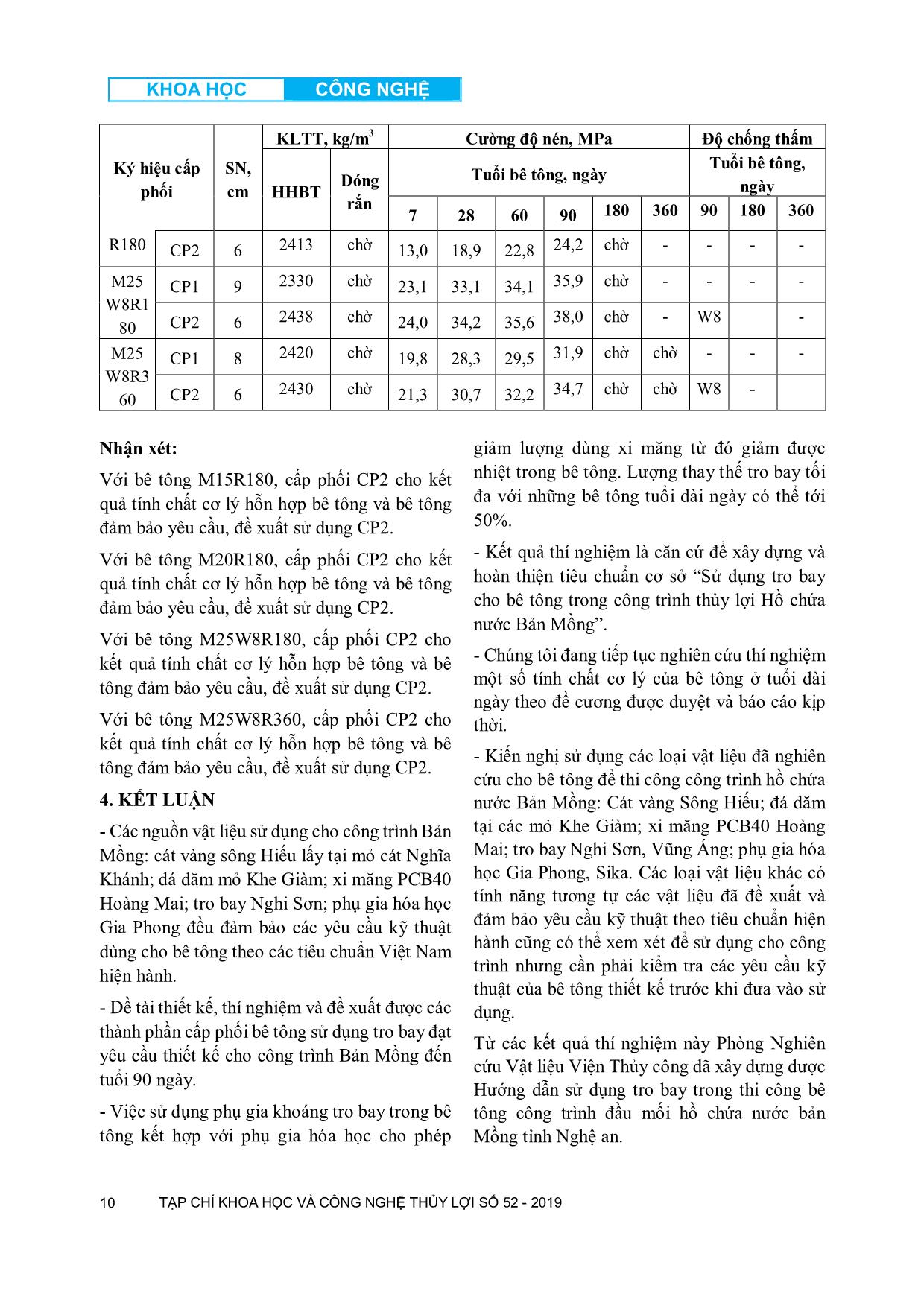 Kết quả nghiên cứu sử dụng tro bay nhiệt điện làm phụ gia khoáng hoạt tính cho bê tông công trình thủy lợi đầu mối hồ chứa nước bản Mông tỉnh Nghệ An trang 10