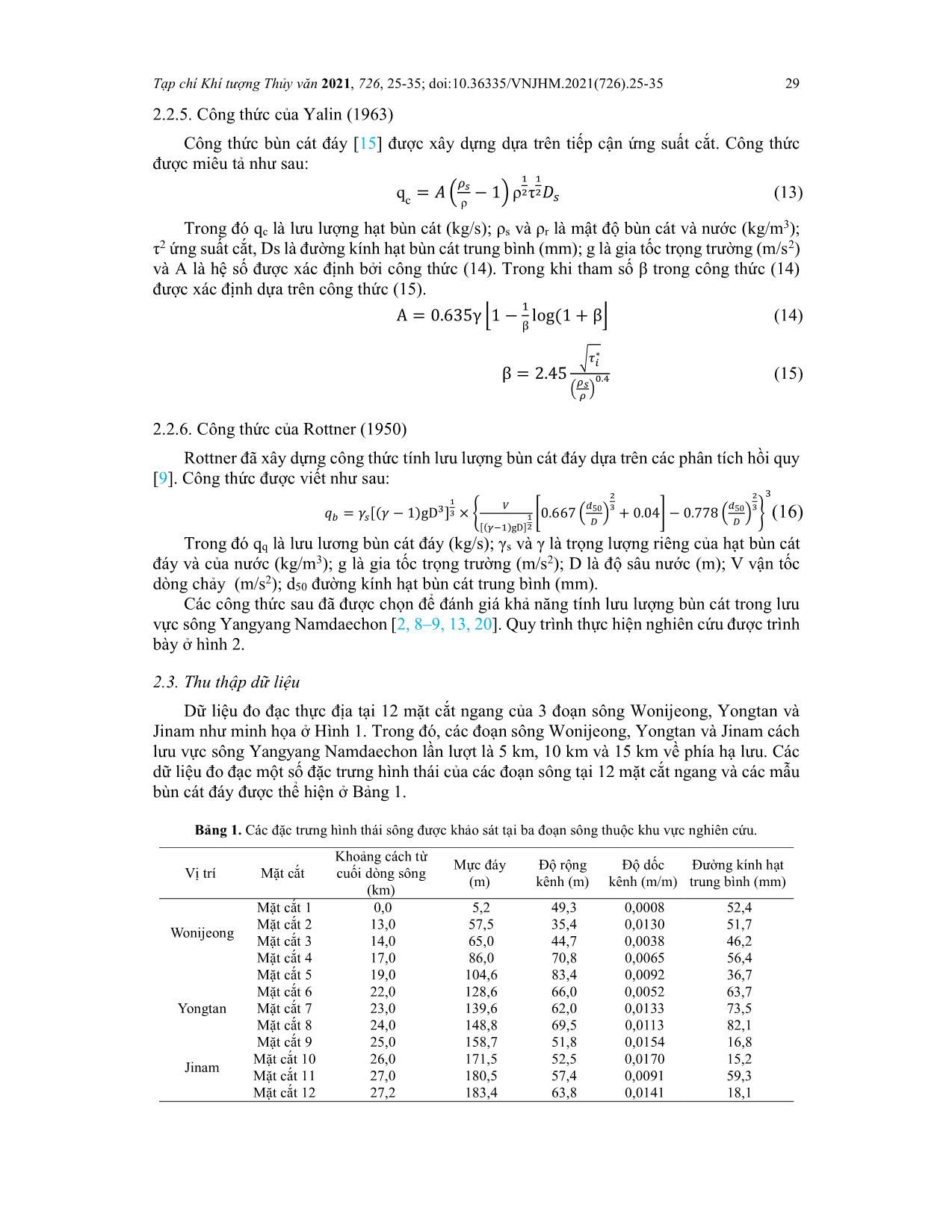 Khả năng áp dụng các công thức bán thực nghiệm bùn cát đáy cho lưu vực sông có địa hình đáy dốc trang 5