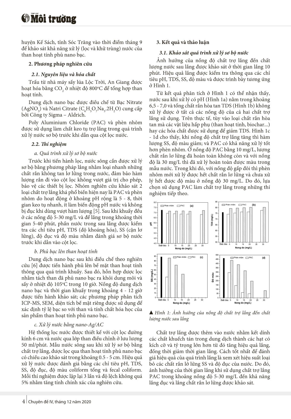 Khảo sát khả năng xử lý nước của than hoạt tính phủ nano bạc trang 2