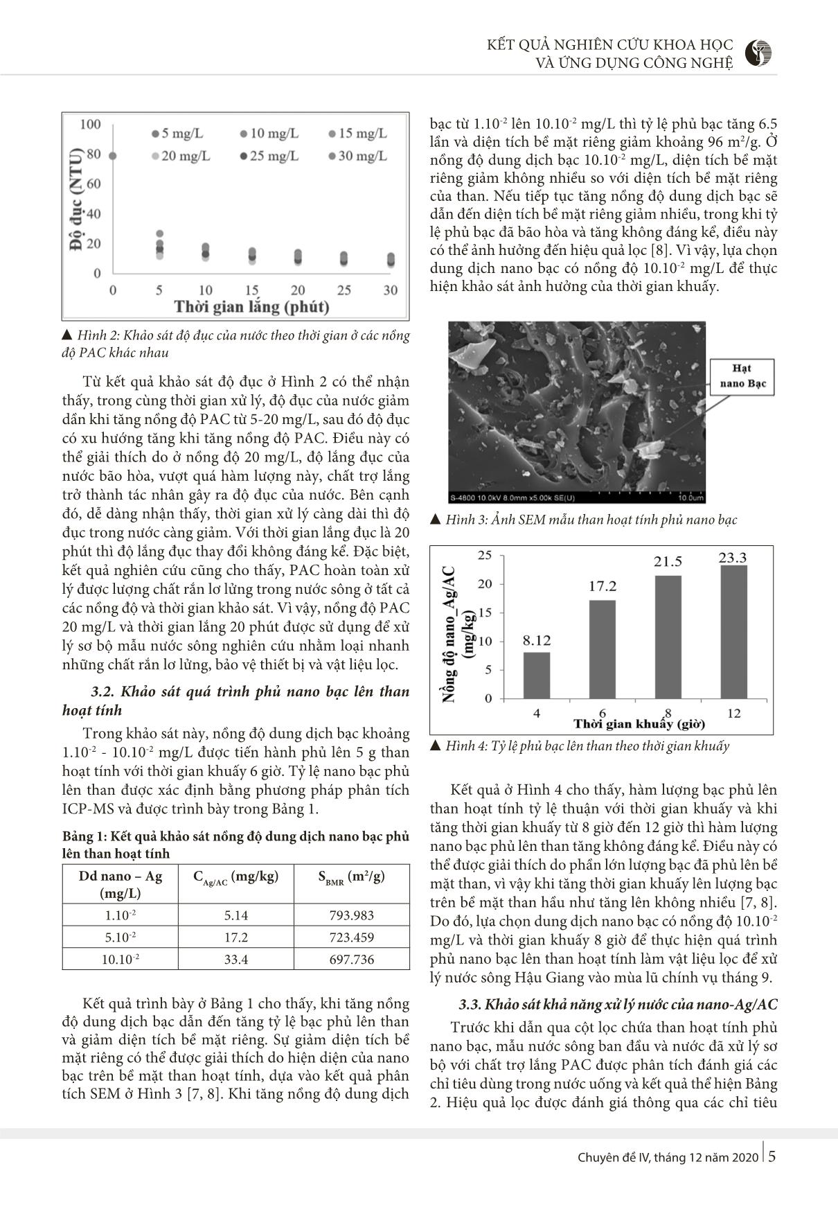 Khảo sát khả năng xử lý nước của than hoạt tính phủ nano bạc trang 3