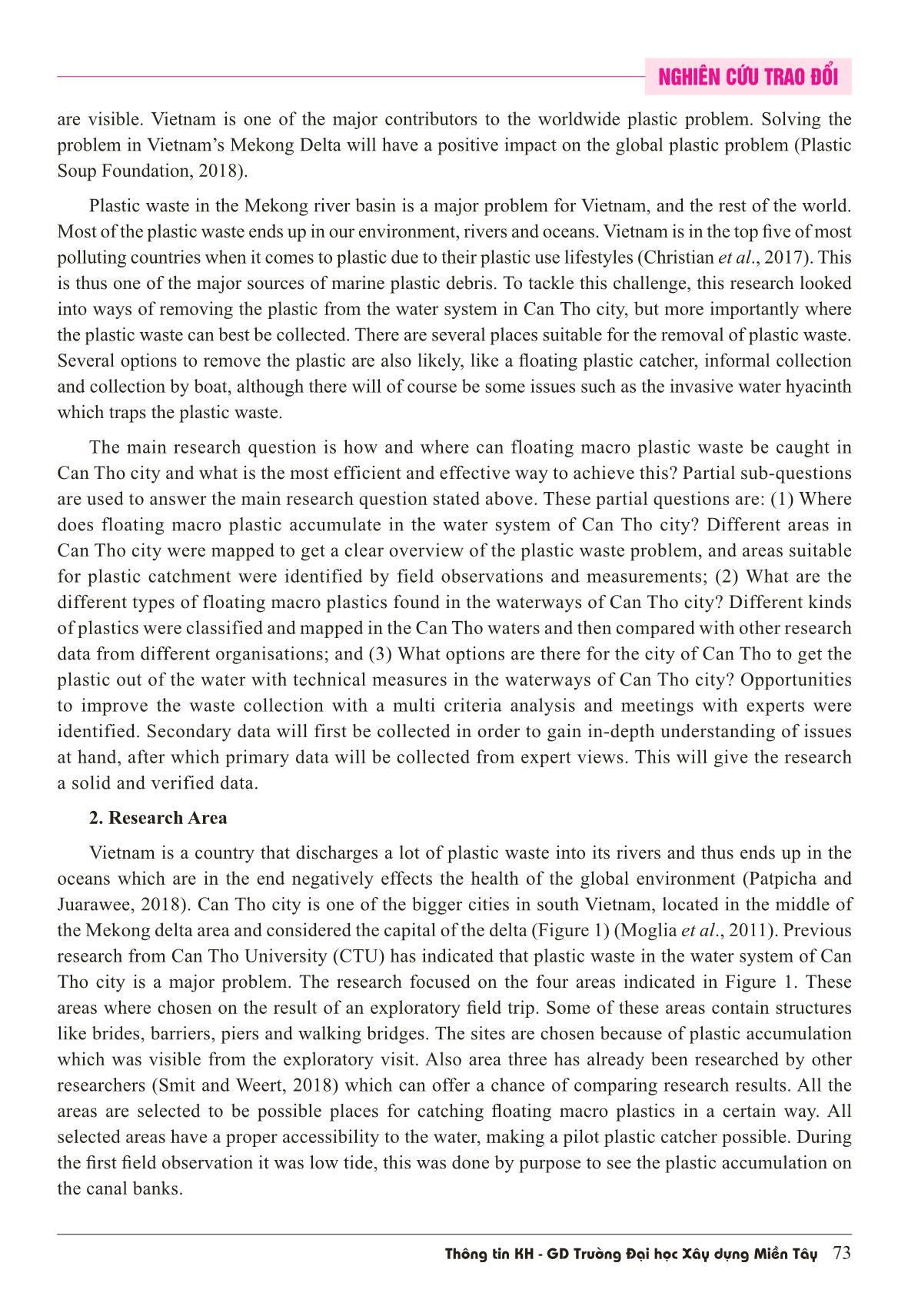 Loại bỏ chất thải nhựa trôi nổi trên sông tại Việt Nam: Kết quả sơ bộ cho trường hợp nghiên cứu tại thành phố Cần Thơ trang 2