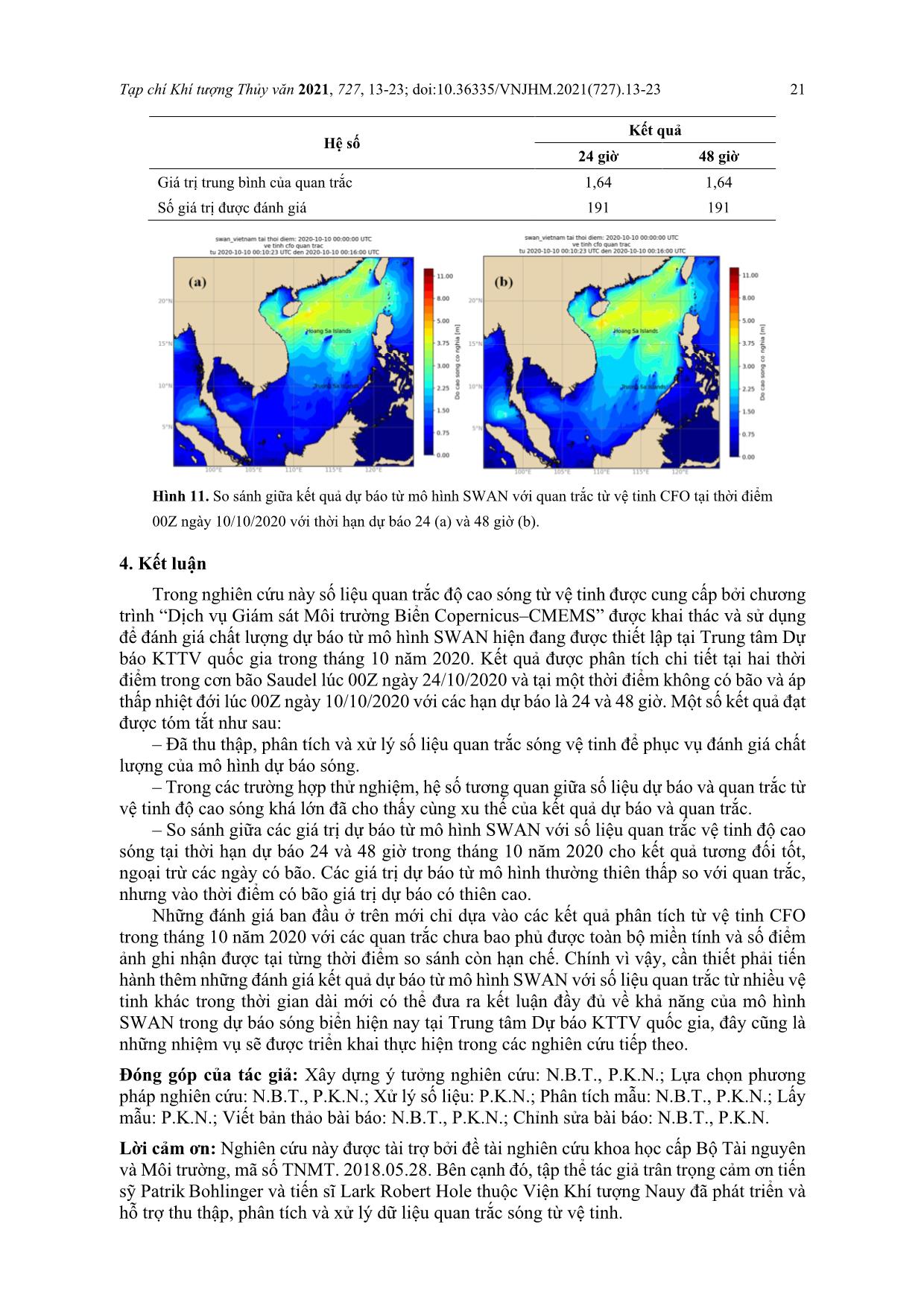 Một số kết quả ban đầu về ứng dụng số liệu vệ tinh đánh giá độ cao sóng dự báo trang 9