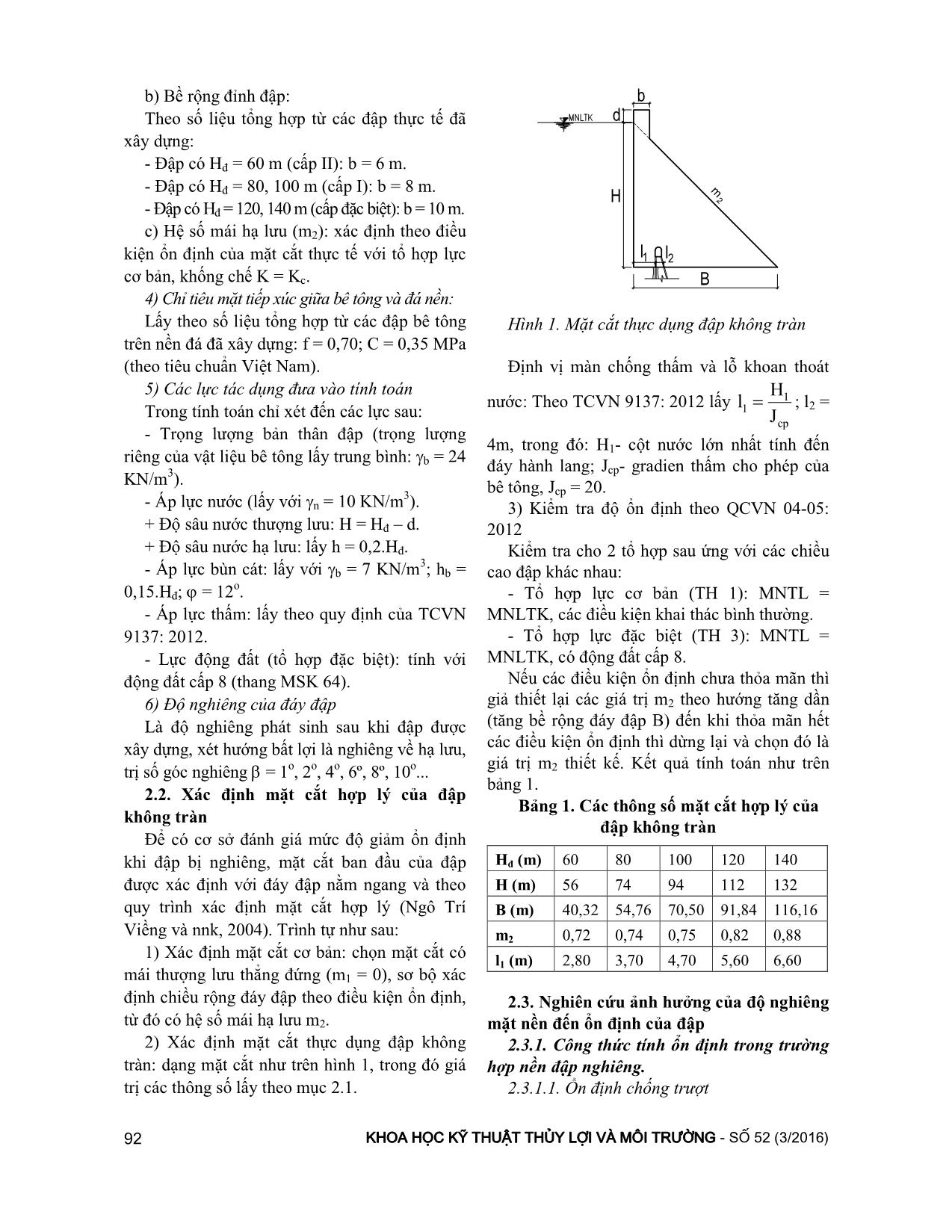 Nghiên cứu ảnh hưởng của độ nghiêng mặt nền đến ổn định của đập bê tông trọng lực và giải pháp kiểm soát độ nghiêng của đập trang 2