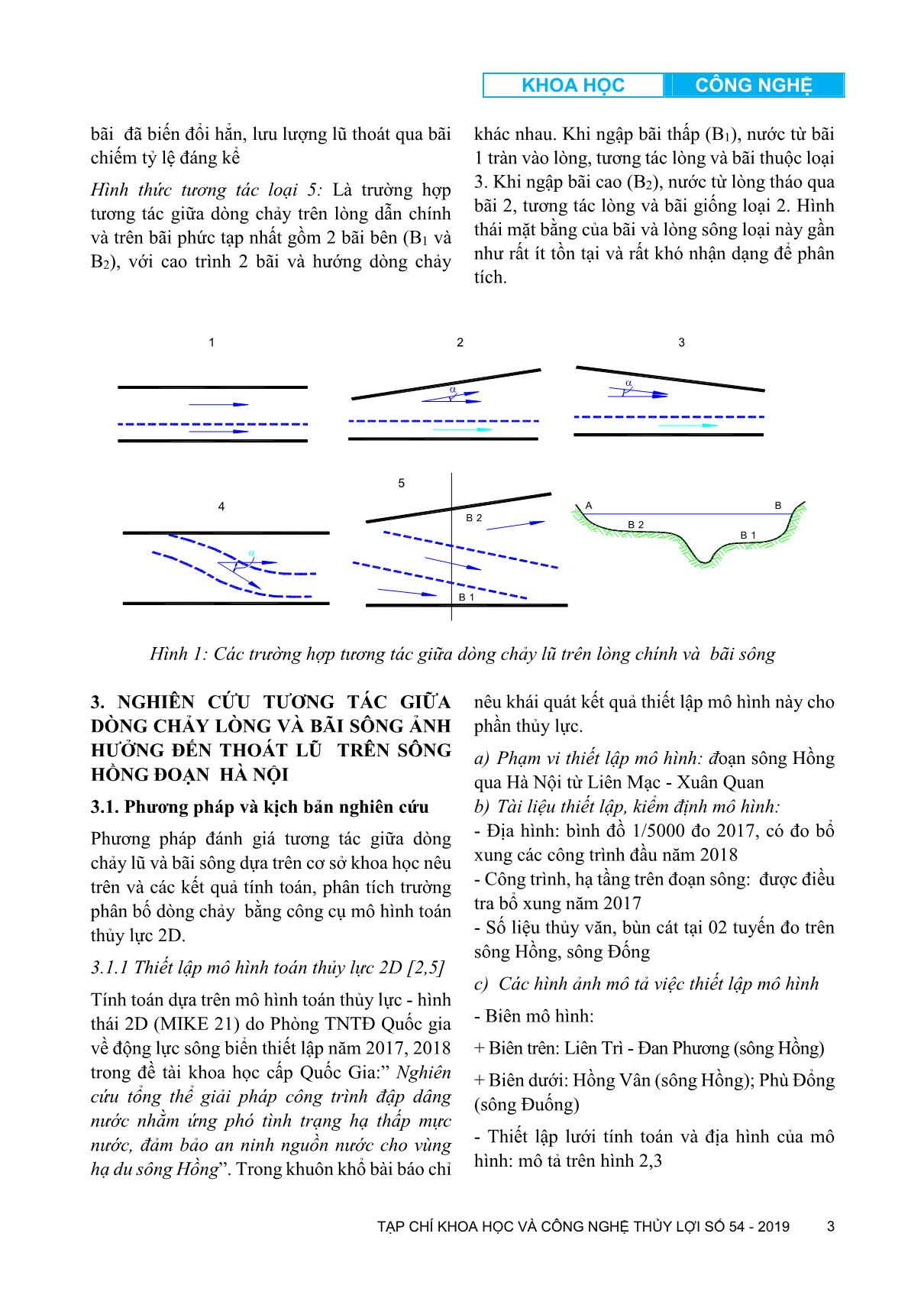 Nghiên cứu ảnh hưởng tương tác giữa dòng chảy lũ của lòng và bãi sông đến thoát lũ đoạn sông Hồng khu vực Hà Nội trang 3