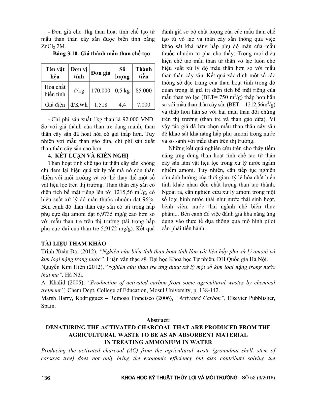 Nghiên cứu biến tính than hoạt tính chế tạo từ các phế phẩm nông nghiệp làm vật liệu hấp phụ xử lý Amoni trong nước trang 8