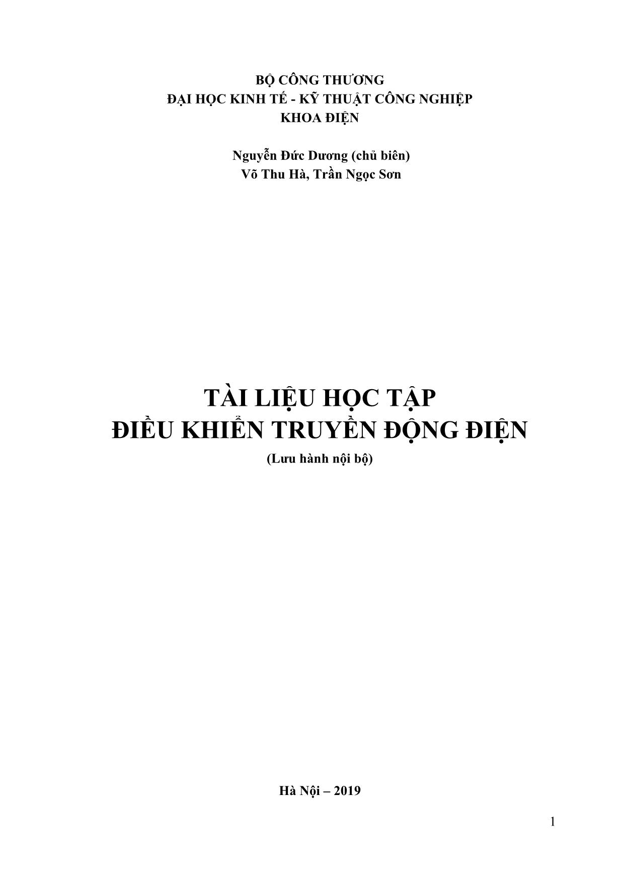 Giáo trình Điều khiển truyền động điện trang 1