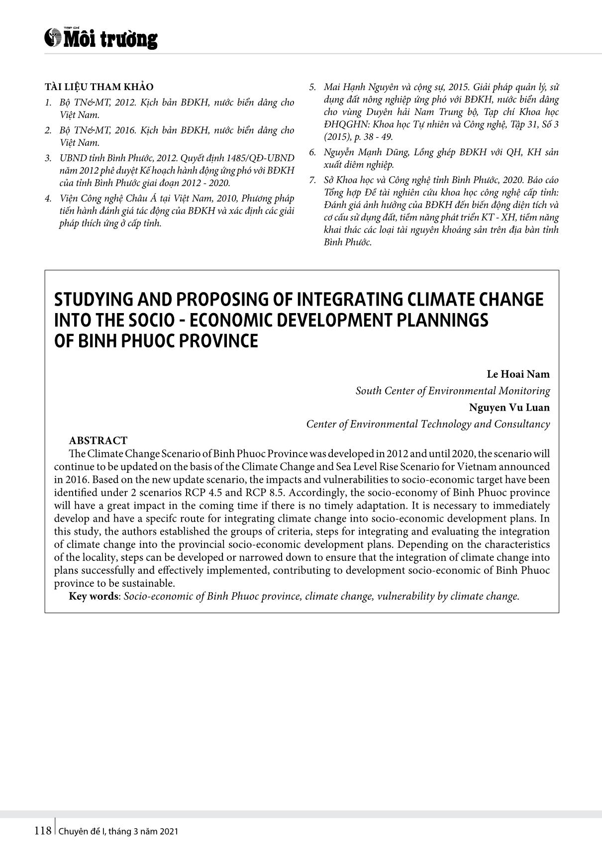 Nghiên cứu đề xuất lồng ghép biến đổi khí hậu vào quy hoạch, kế hoạch phát triển kinh tế - xã hội của tỉnh Bình Phước trang 6