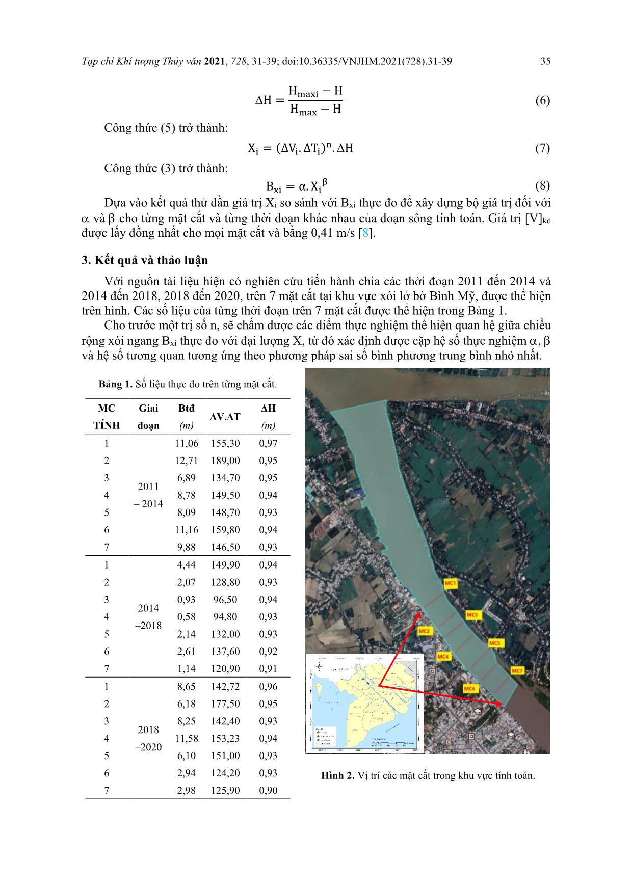 Nghiên cứu khả năng áp dụng công thức kinh nghiệm để tính toán mức độ xói lở bờ sông ở đồng bằng sông Cửu Long – Thí điểm tại đoạn xói lở bờ sông Hậu ở Long Xuyên, tỉnh An Giang trang 5