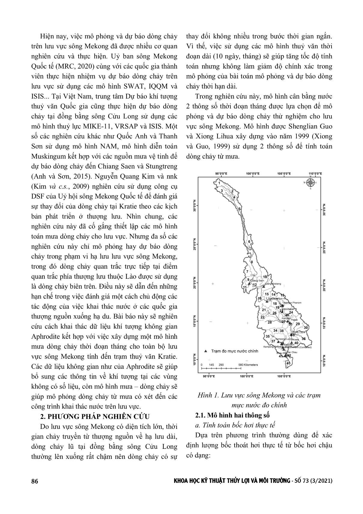 Nghiên cứu mô phỏng dòng chảy thời đoạn tháng cho lưu vực sông Me Kong đến Kratie sử dụng dữ liệu Aphrodite trang 2
