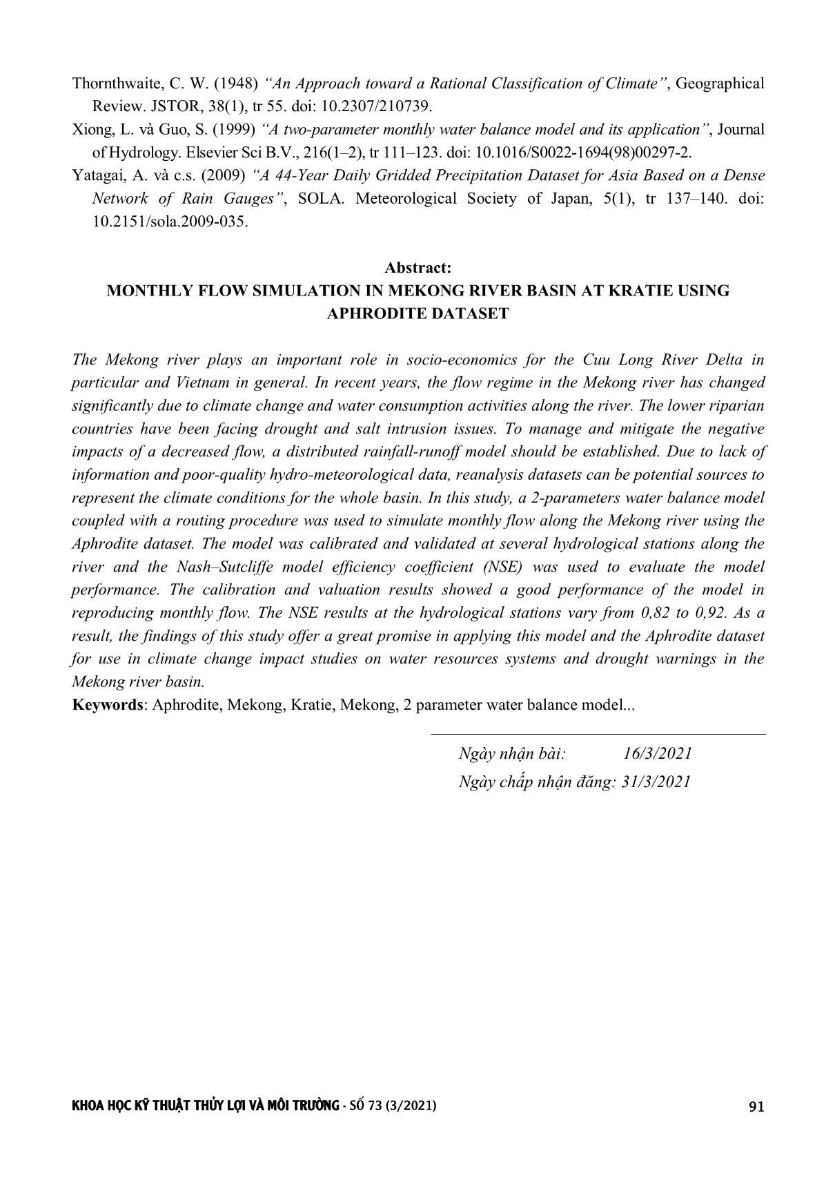 Nghiên cứu mô phỏng dòng chảy thời đoạn tháng cho lưu vực sông Me Kong đến Kratie sử dụng dữ liệu Aphrodite trang 7
