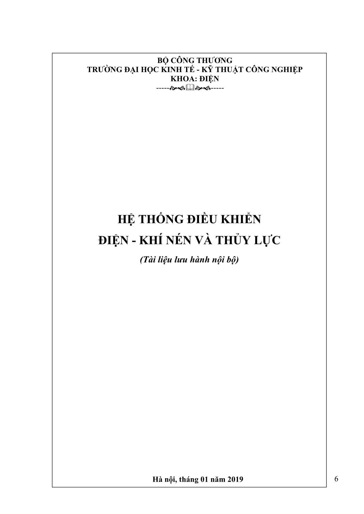 Giáo trình Hệ thống điều khiển điện. Khí nén và thủy lực trang 6