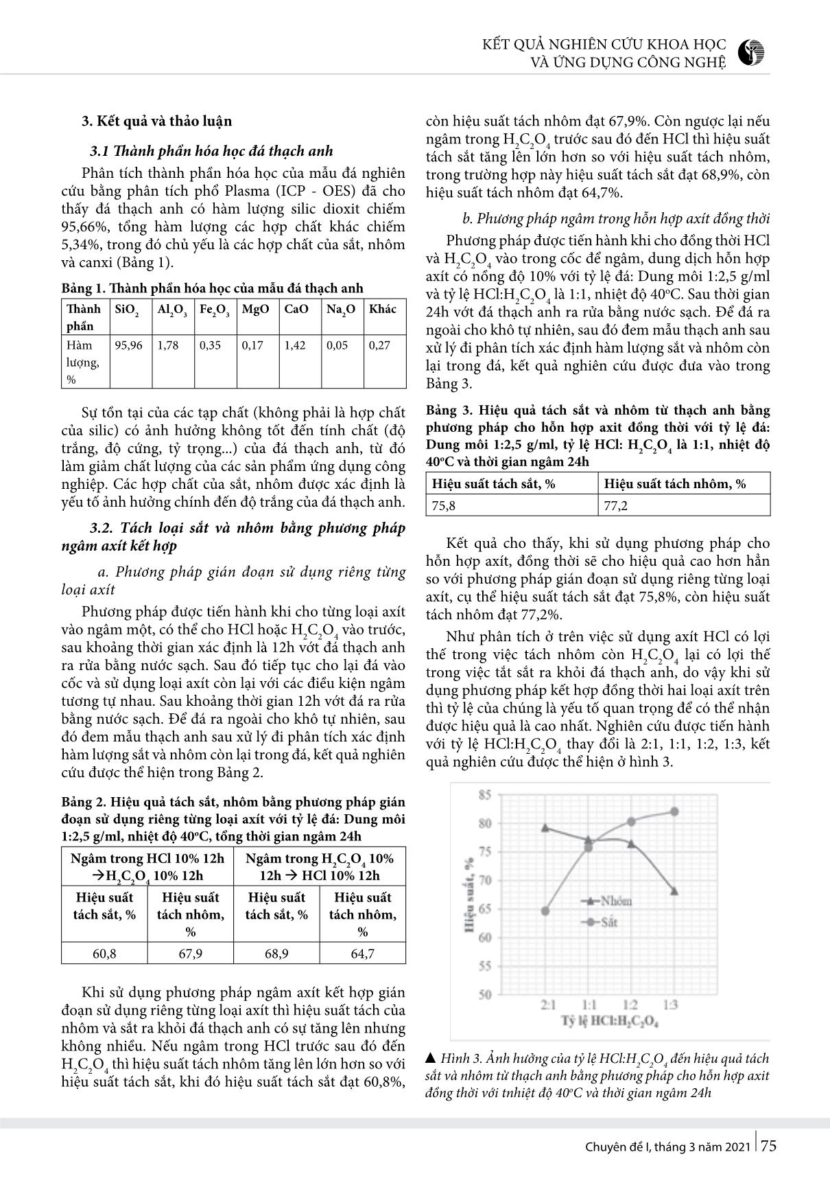 Nghiên cứu tách nhôm, sắt trong thạch anh bằng phương pháp ngâm hỗn hợp axít kết hợp rung siêu âm trang 3