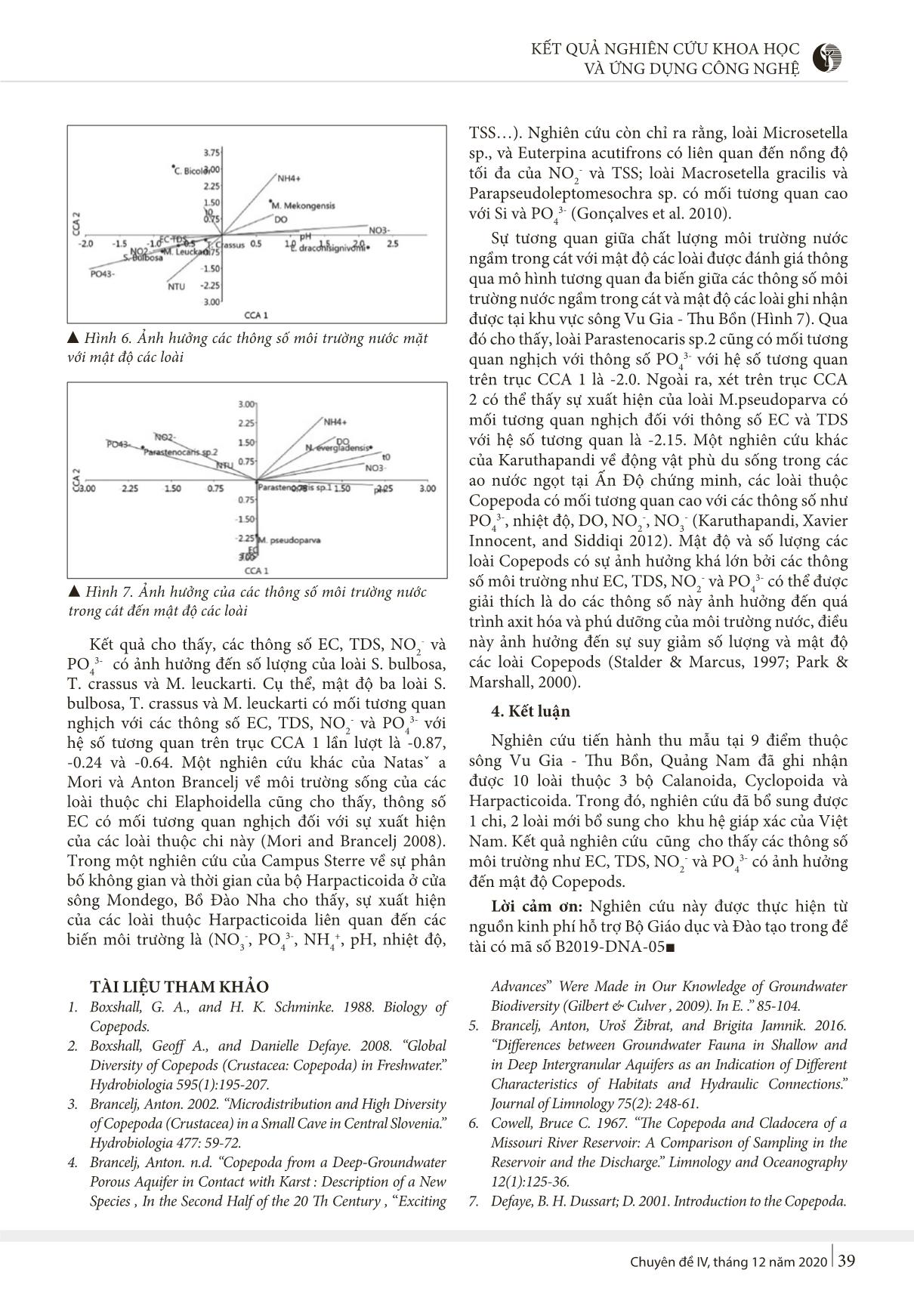 Nghiên cứu thành phần phân lớp giáp xác chân chèo (Copepoda) tại sông Vu Gia - Thu Bồn, Quảng Nam trang 4