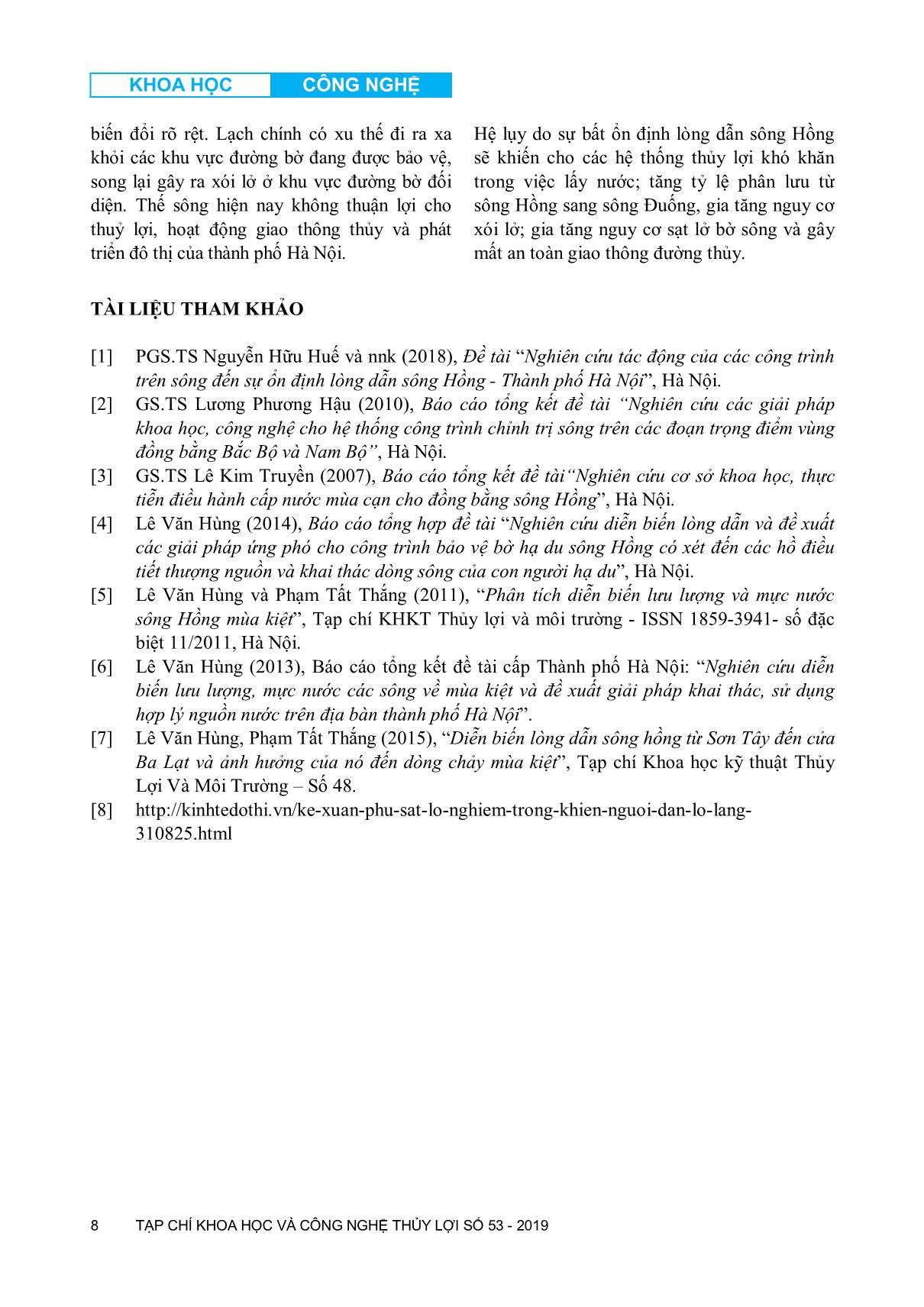 Phân tích diễn biến lòng dẫn sông Hồng đoạn từ Sơn Tây đến trạm thủy văn Hà Nội trang 8