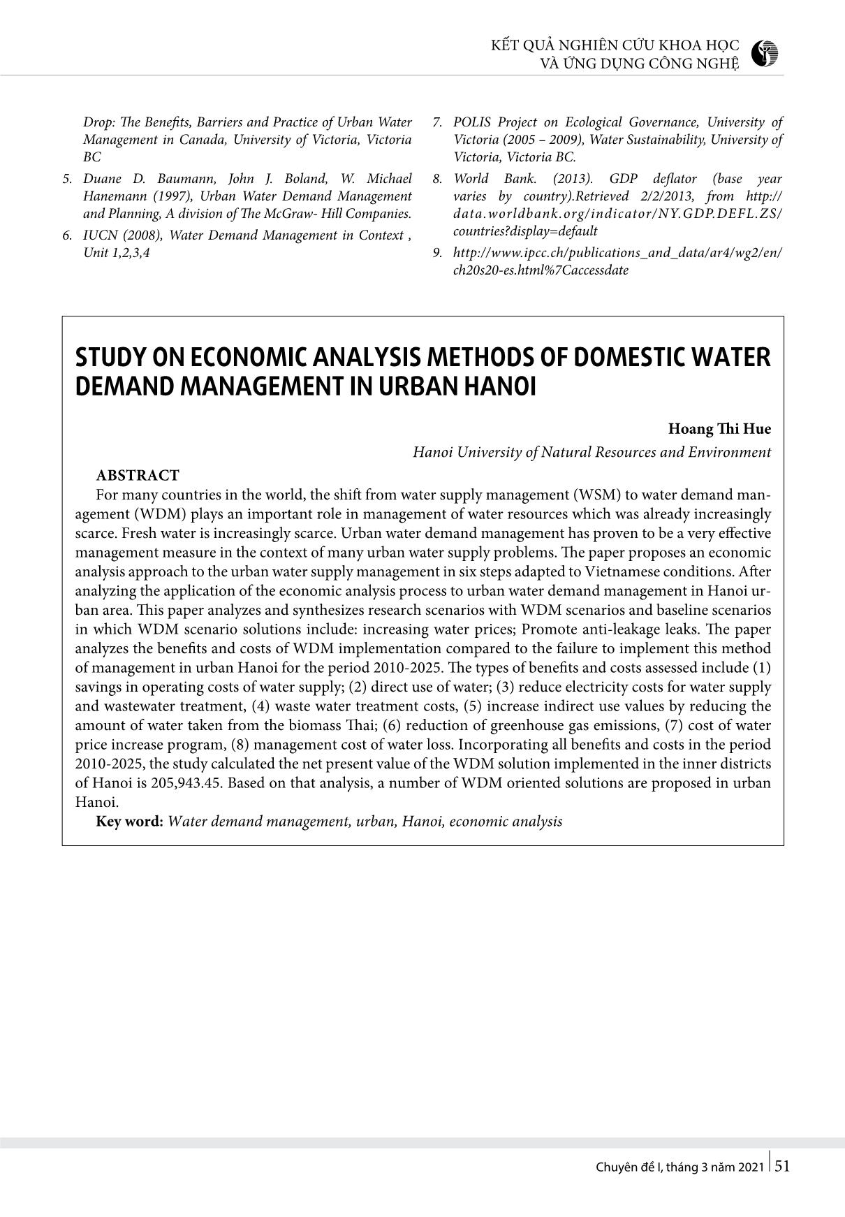 Phân tích kinh tế phương thức quản lý cầu nước sinh hoạt tại đô thị Hà Nội trang 8