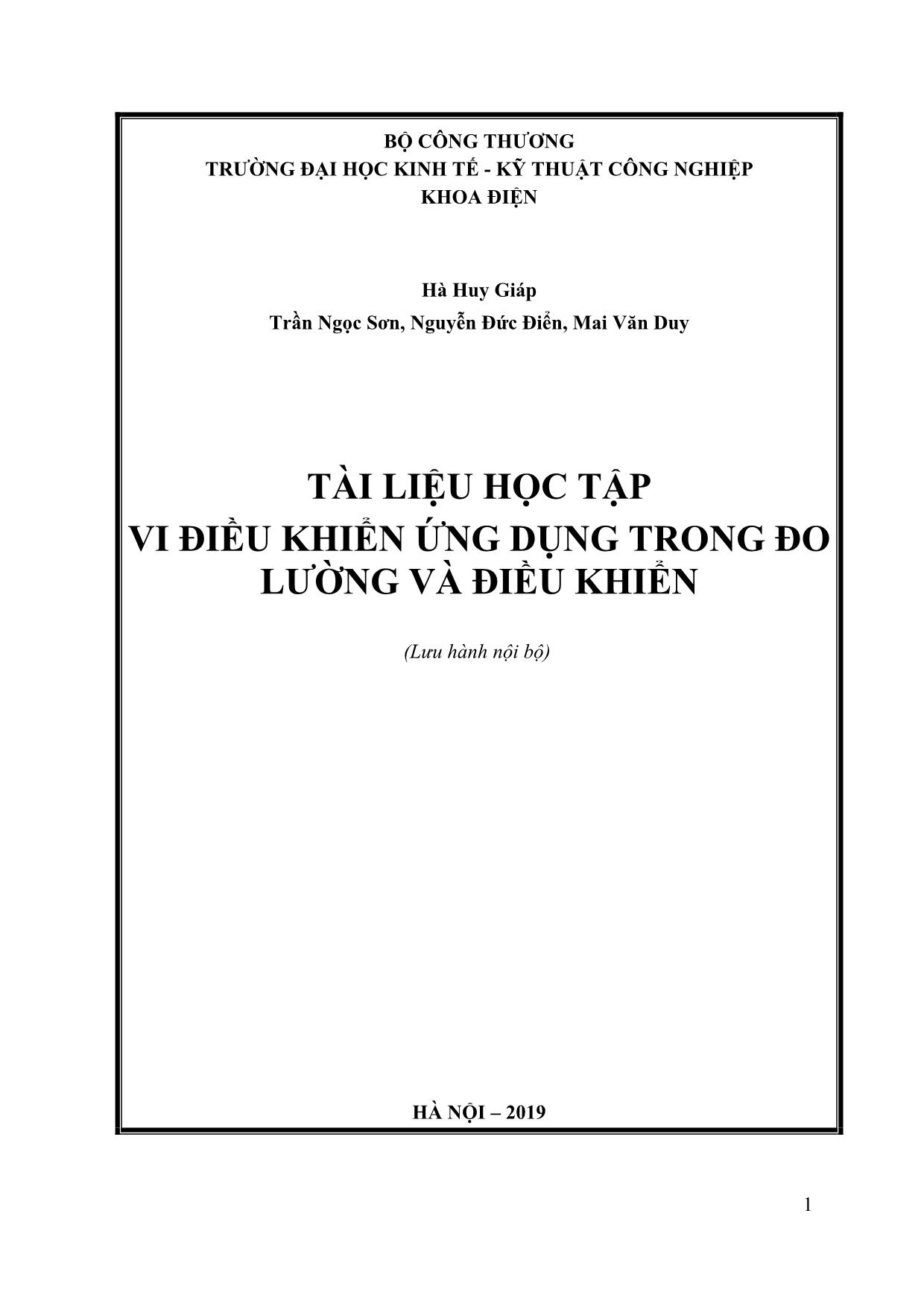 Giáo trình Vi điều khiển ứng dụng trong đo lường và điều khiển trang 1