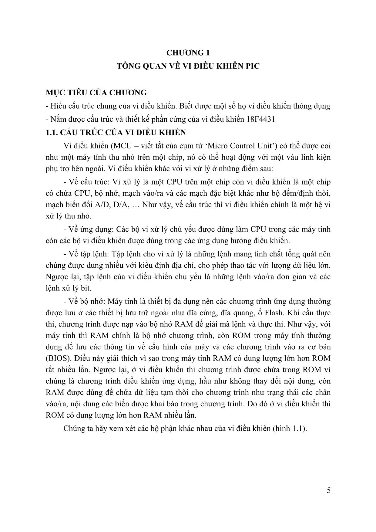 Giáo trình Vi điều khiển ứng dụng trong đo lường và điều khiển trang 5