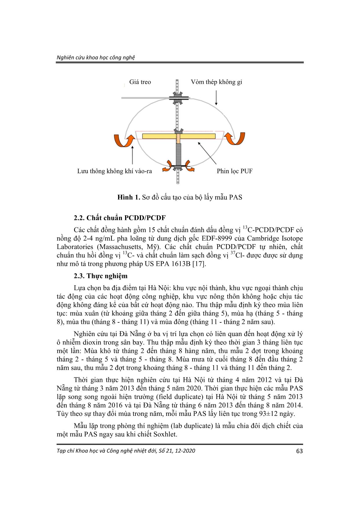 Phát triển phương pháp lấy mẫu không khí thụ động quan trắc PCDD/PCDF trong điều kiện khí hậu nhiệt đới trang 2