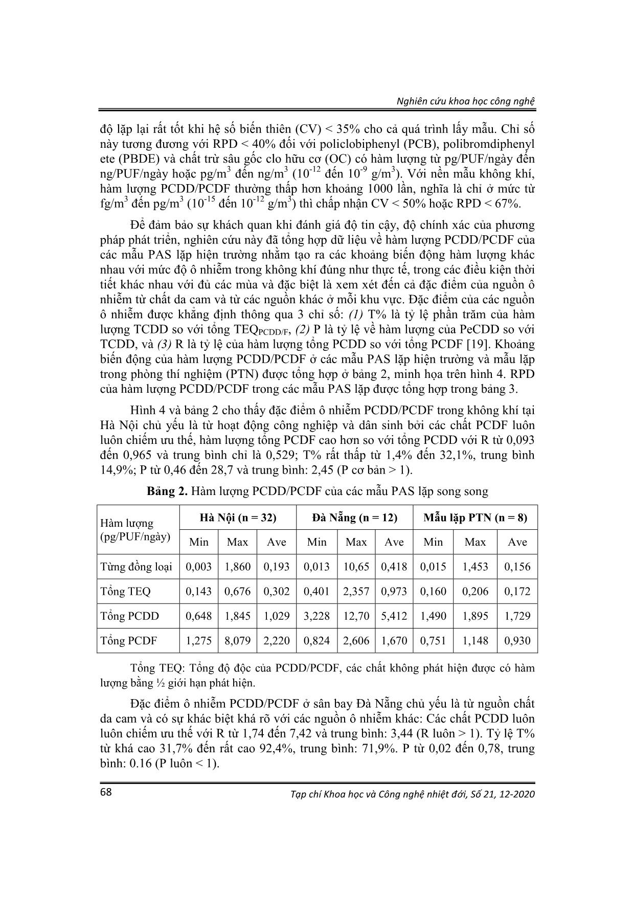 Phát triển phương pháp lấy mẫu không khí thụ động quan trắc PCDD/PCDF trong điều kiện khí hậu nhiệt đới trang 7