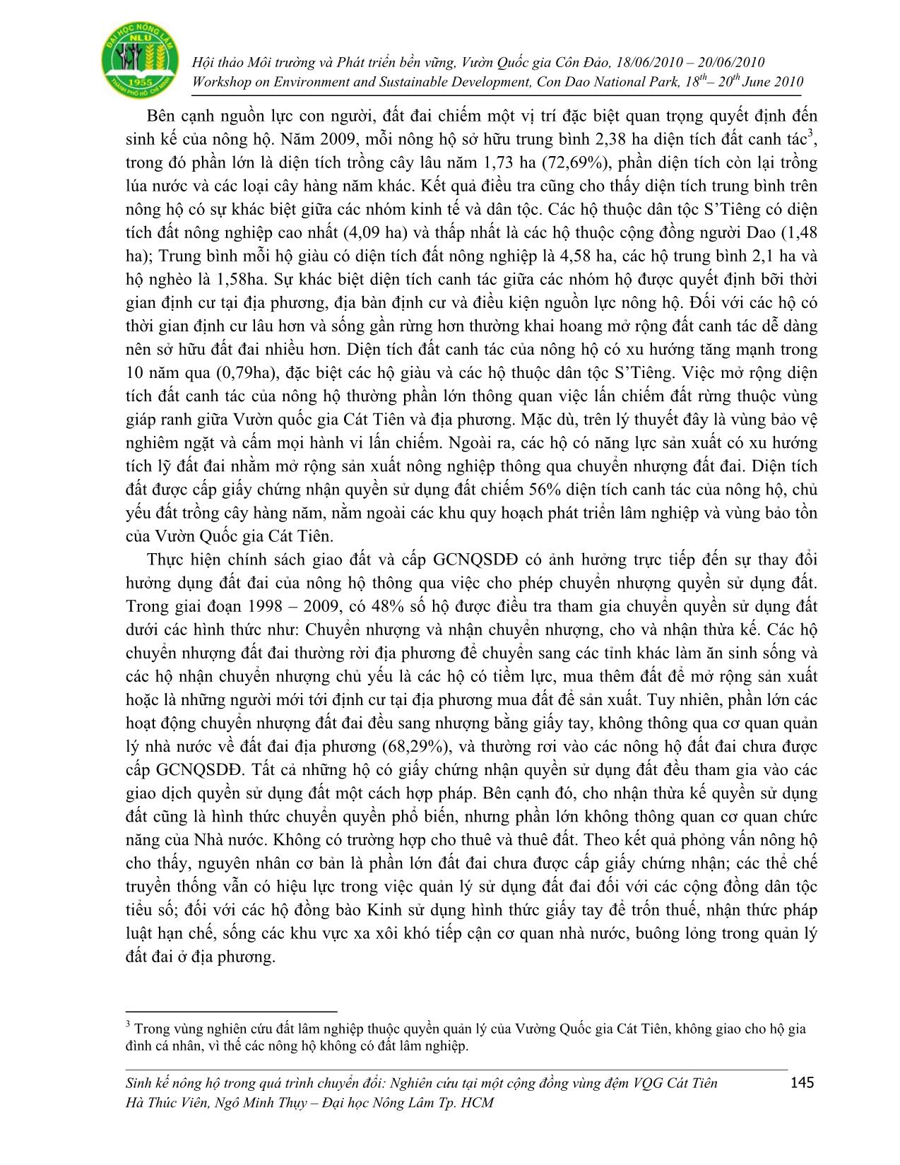 Sinh kế nông hộ trong quá trình chuyển đổi: Nghiên cứu tại một cộng đồng vùng đệm vườn quốc gia Cát Tiên trang 6