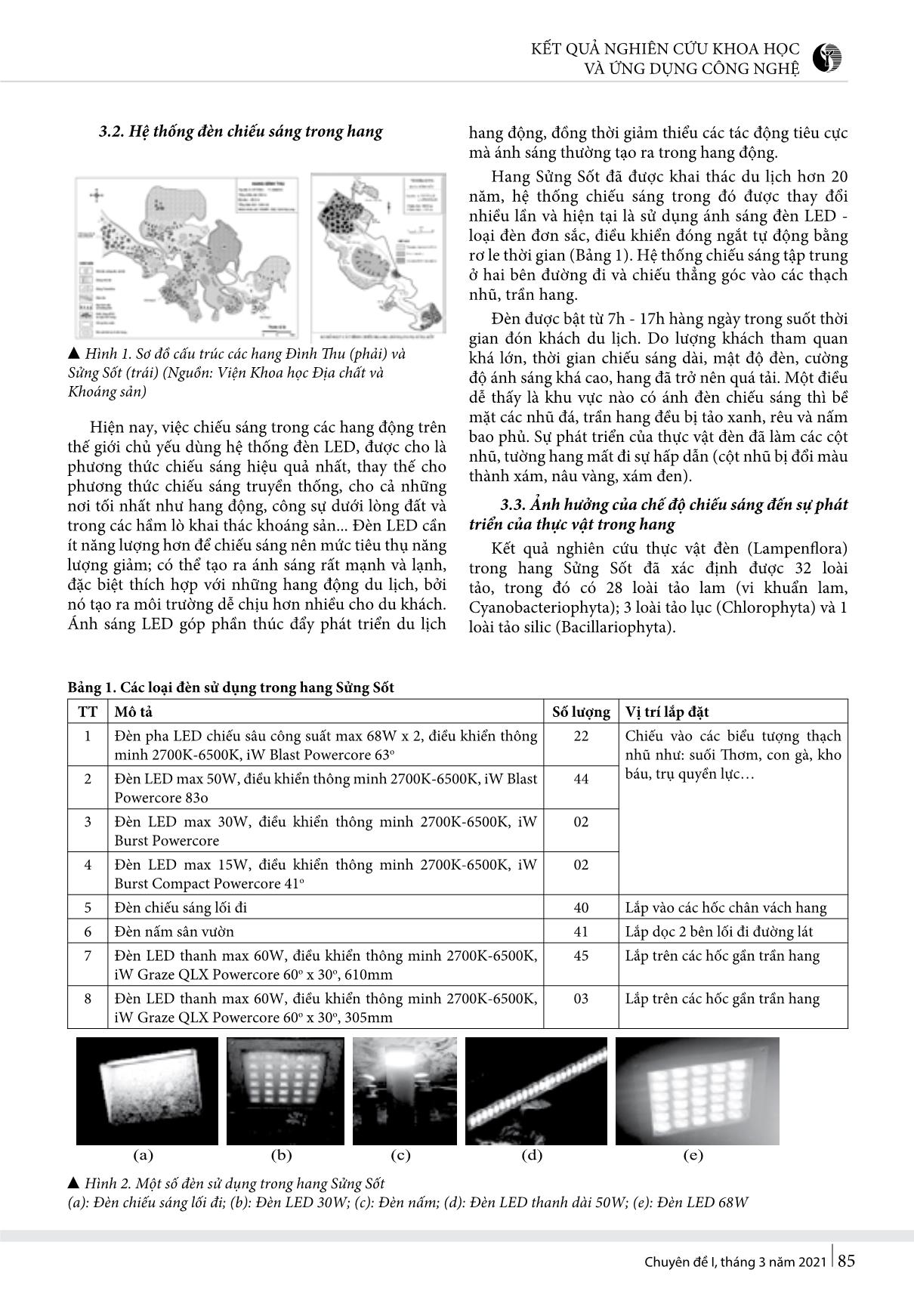 Sự biến đổi của thạch nhũ dưới tác động của ánh sáng nhân tạo và thực vật đèn (Lampenflora) - Một vài kết quả nghiên cứu ở hang sửng sốt (vịnh Hạ Long) trang 3