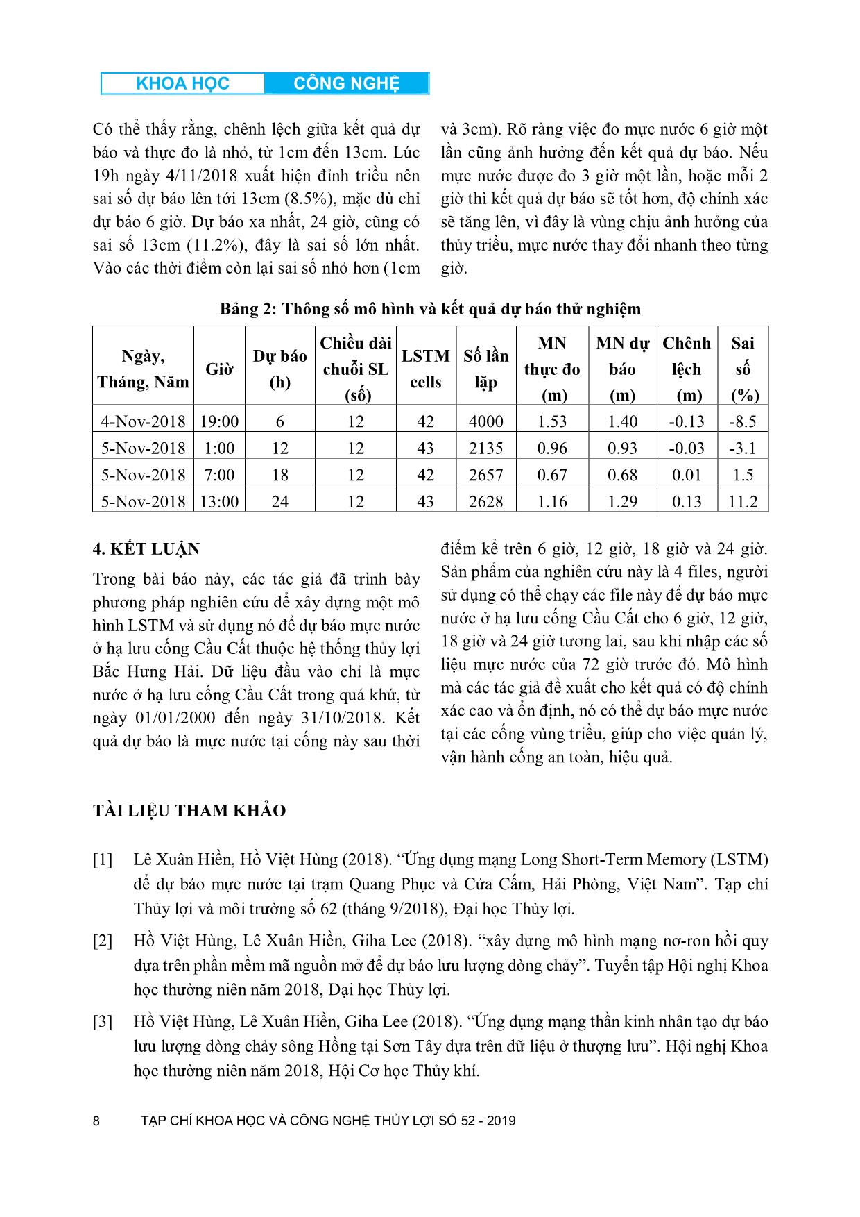 Sử dụng mạng nơ-ron nhân tạo dự báo mực nước sông chịu ảnh hưởng của thủy triều trang 8